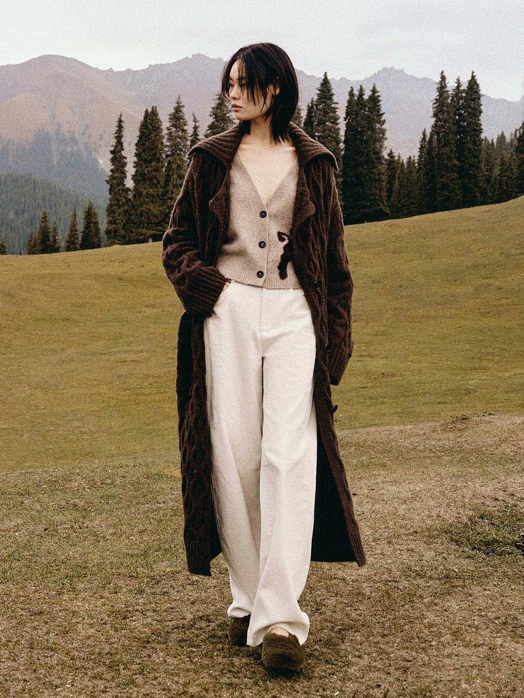 Long Cable Knit Cardigan