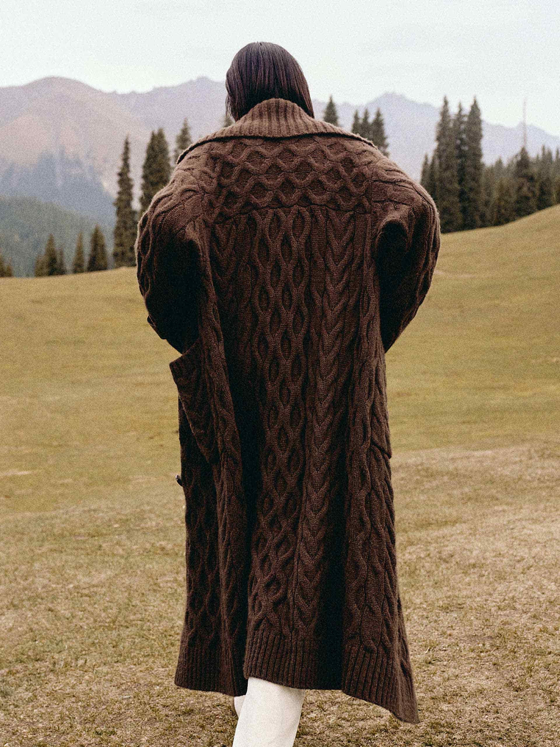 Long Cable Knit Cardigan