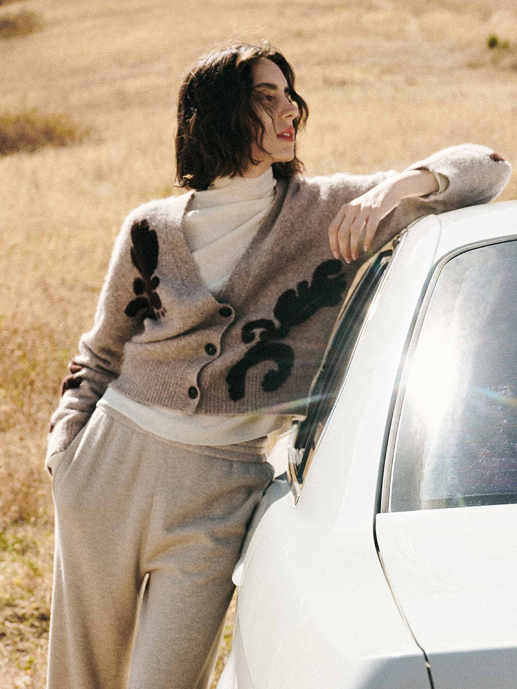 V-neck Cropped Cardigan