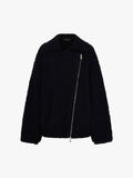 Diagonal Zip Fluffy Cardigan