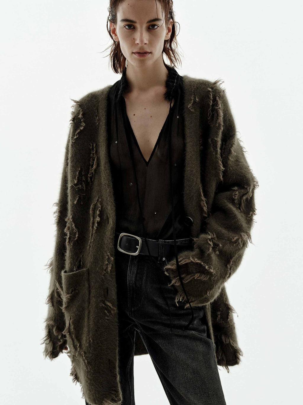 Brushed V-neck Cardigan