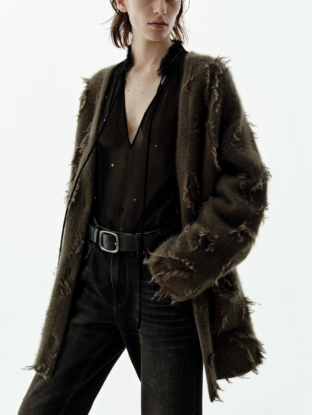 Brushed V-neck Cardigan