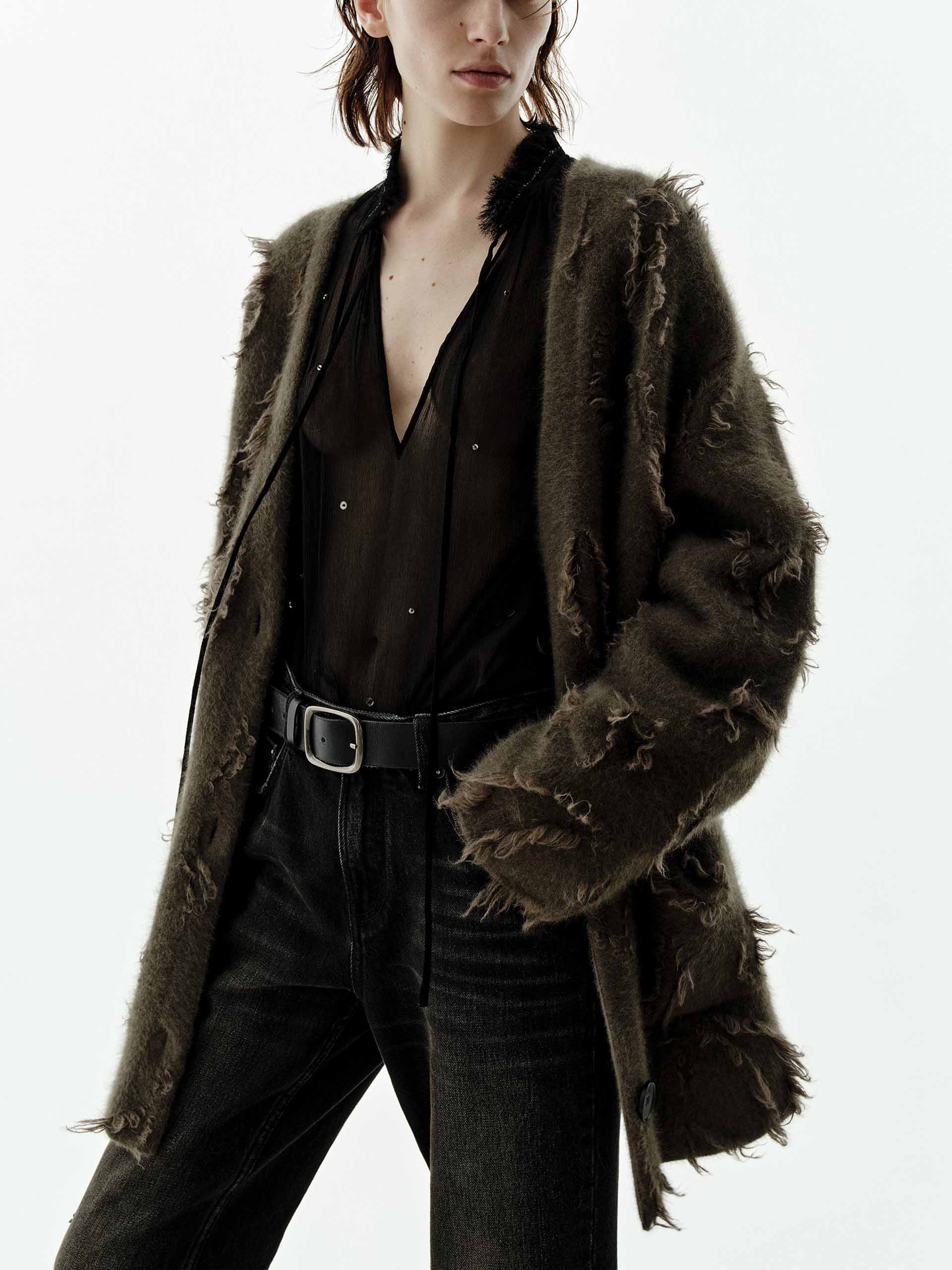 Brushed V-neck Cardigan