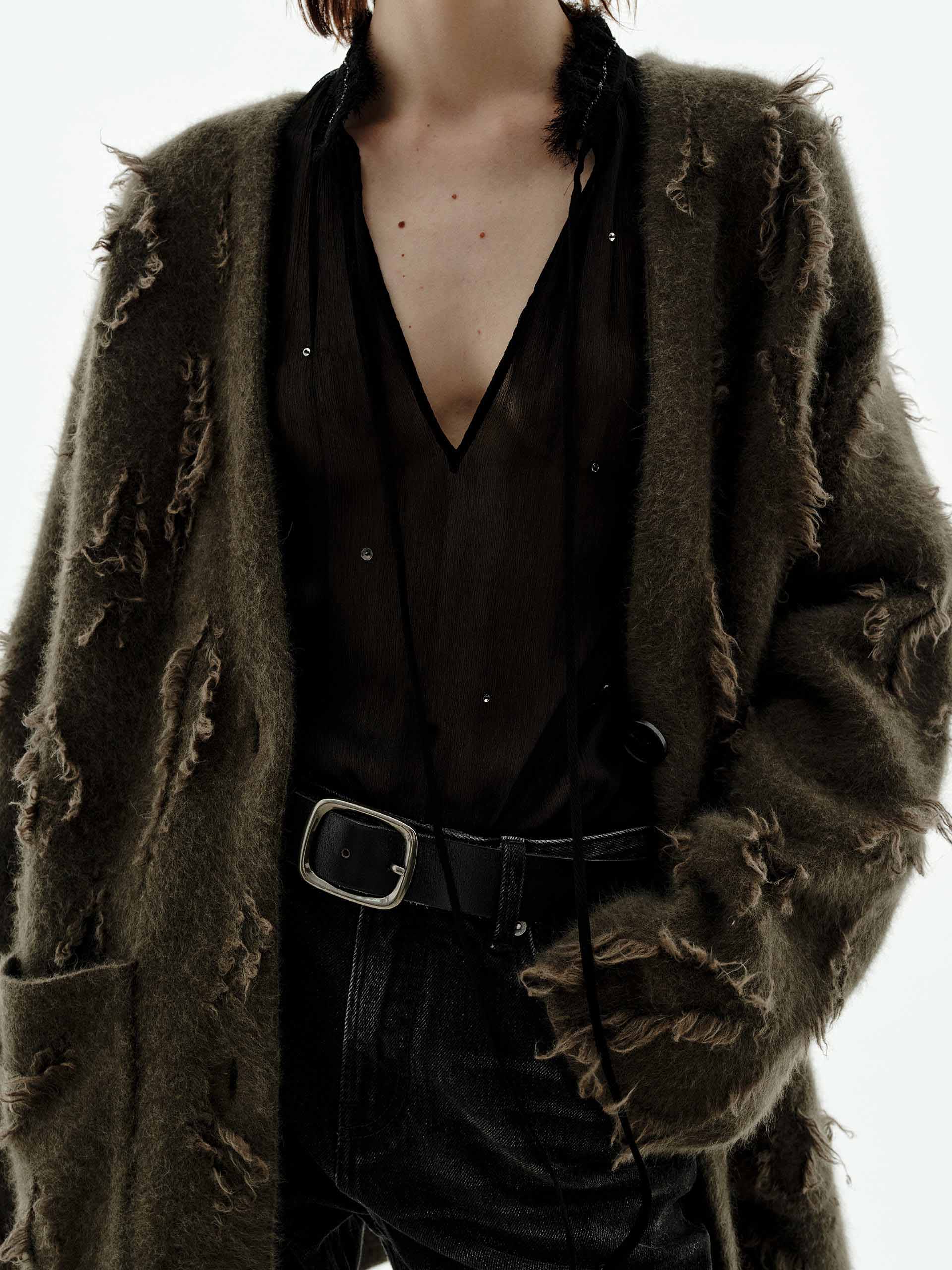 Brushed V-neck Cardigan