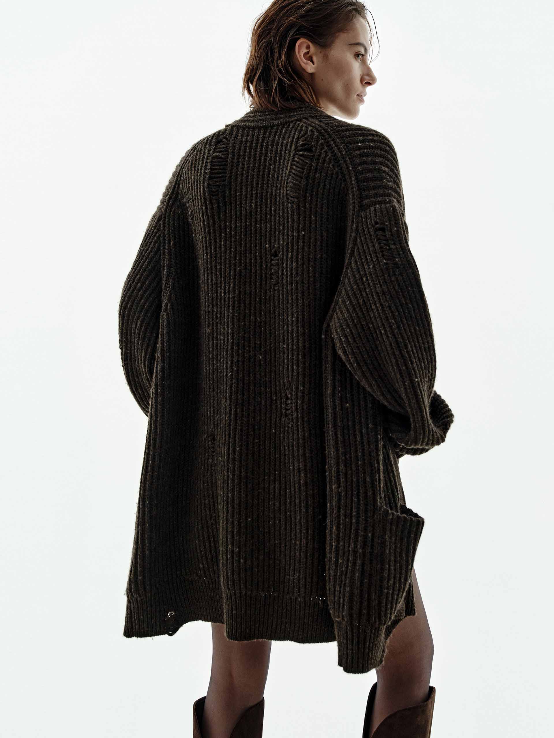 Ripped Loose Wool Cardigan