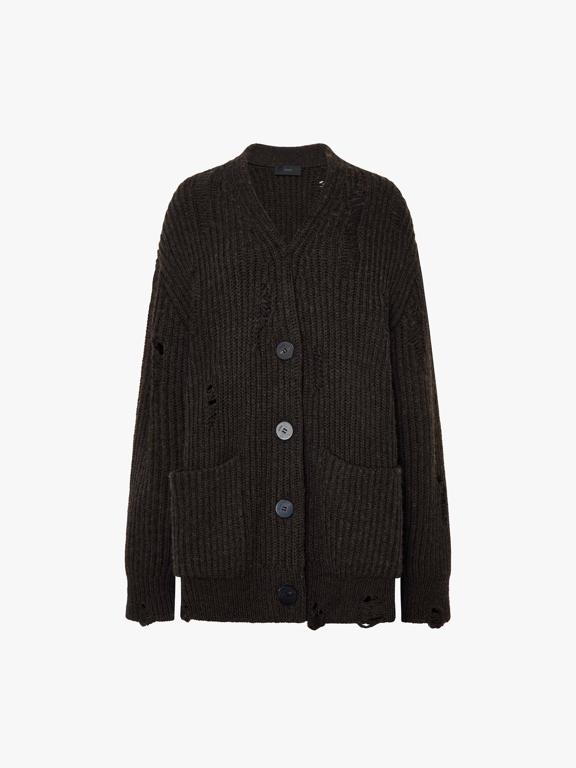 Ripped Loose Wool Cardigan