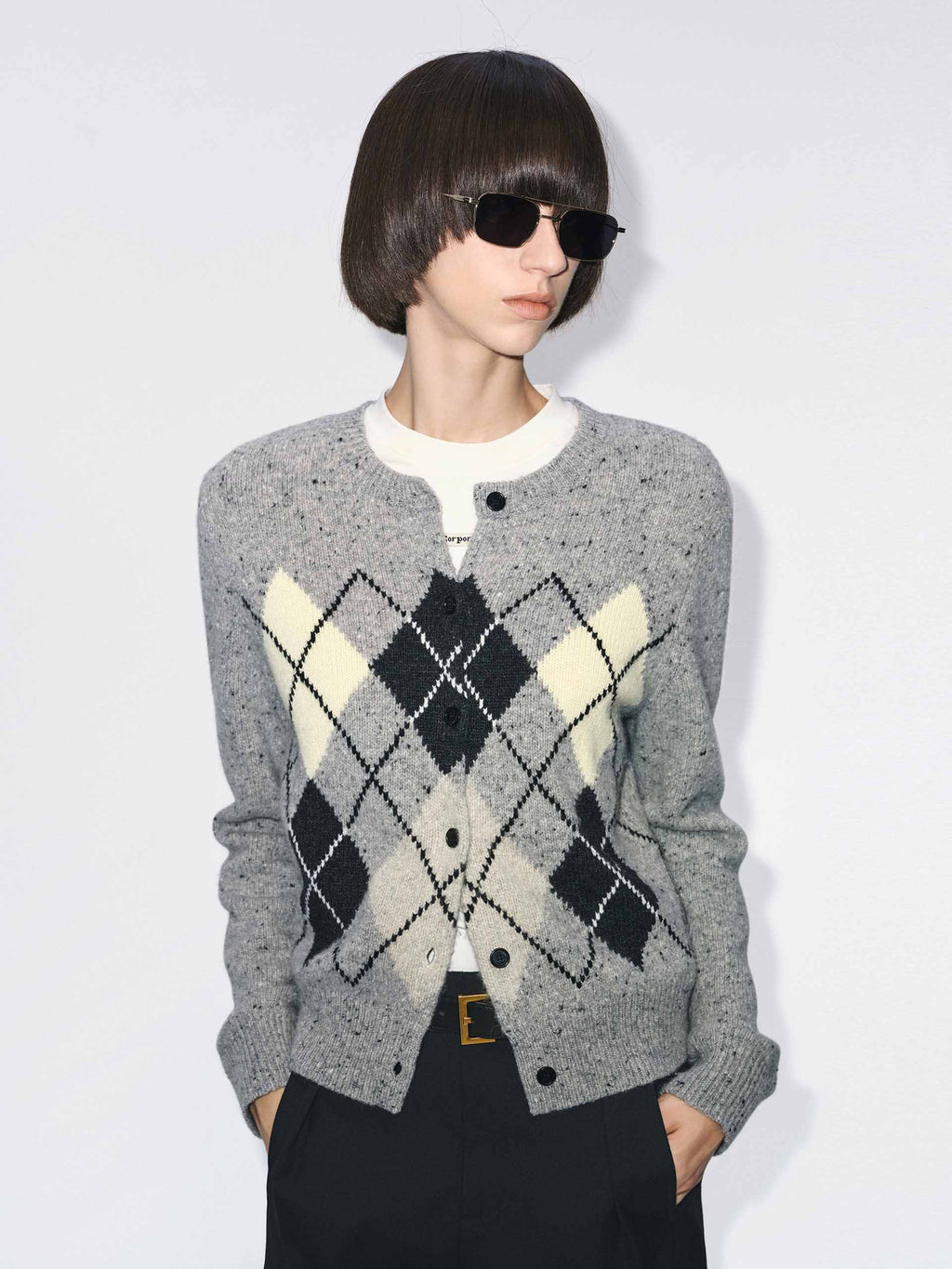Argyle Button Cardigan