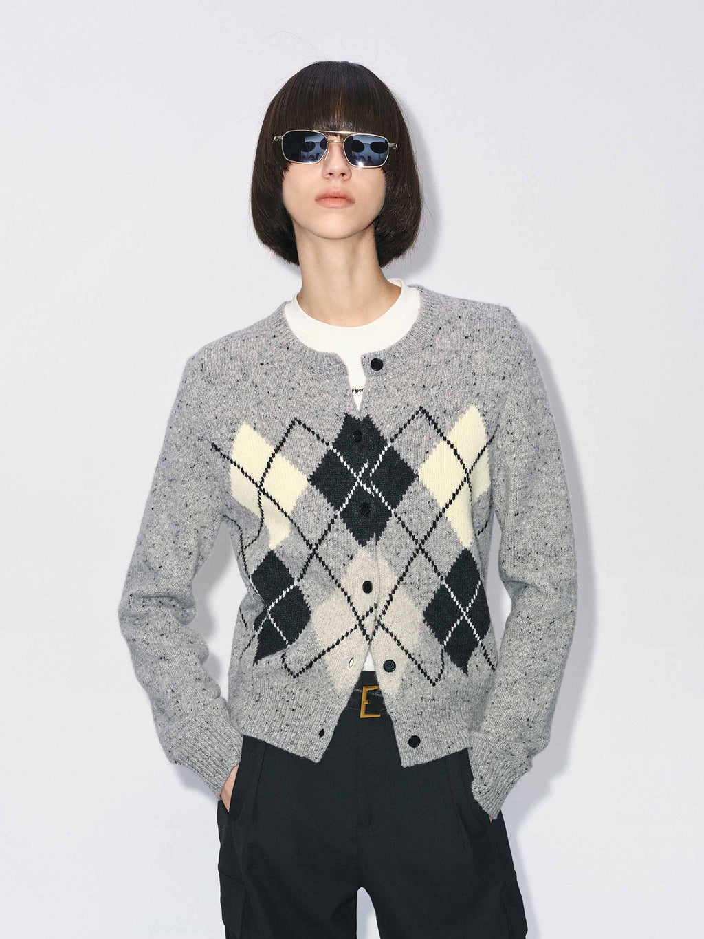 Argyle Button Cardigan