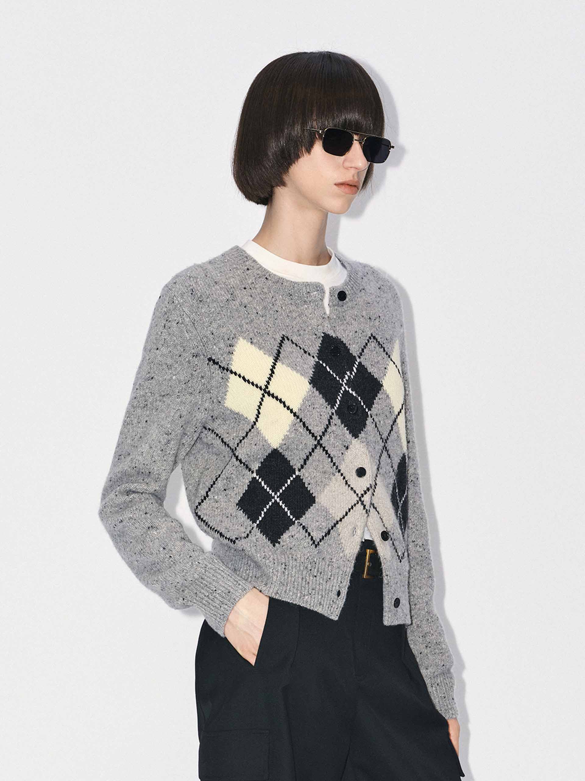 Argyle Button Cardigan