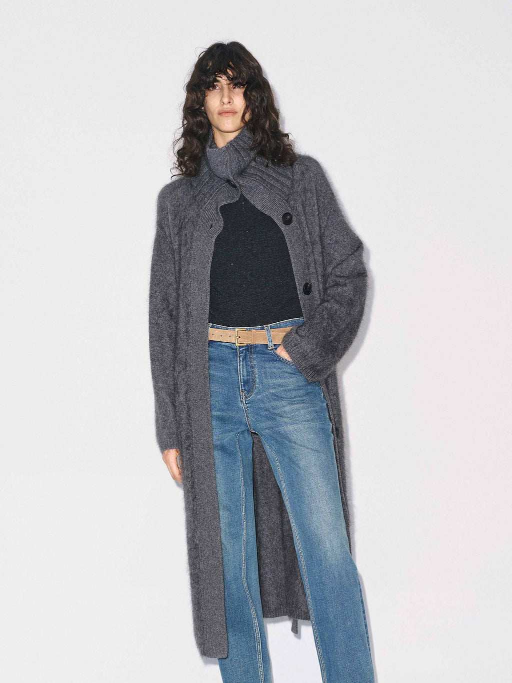 With Belt Long Cardigan