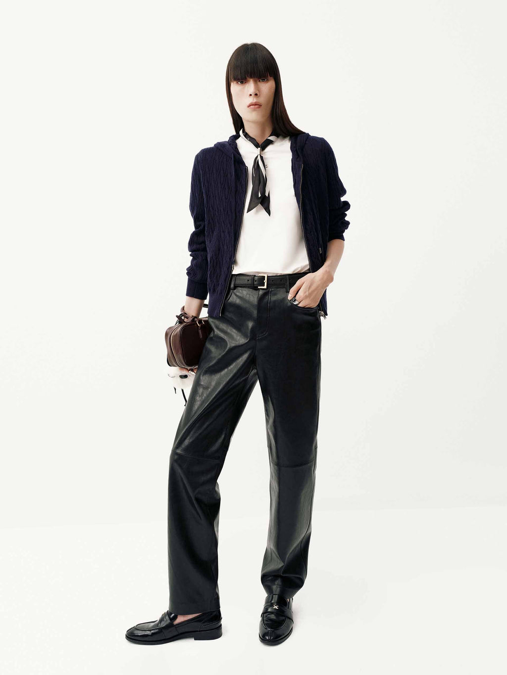 Drawstring Hooded Zipper Cardigan