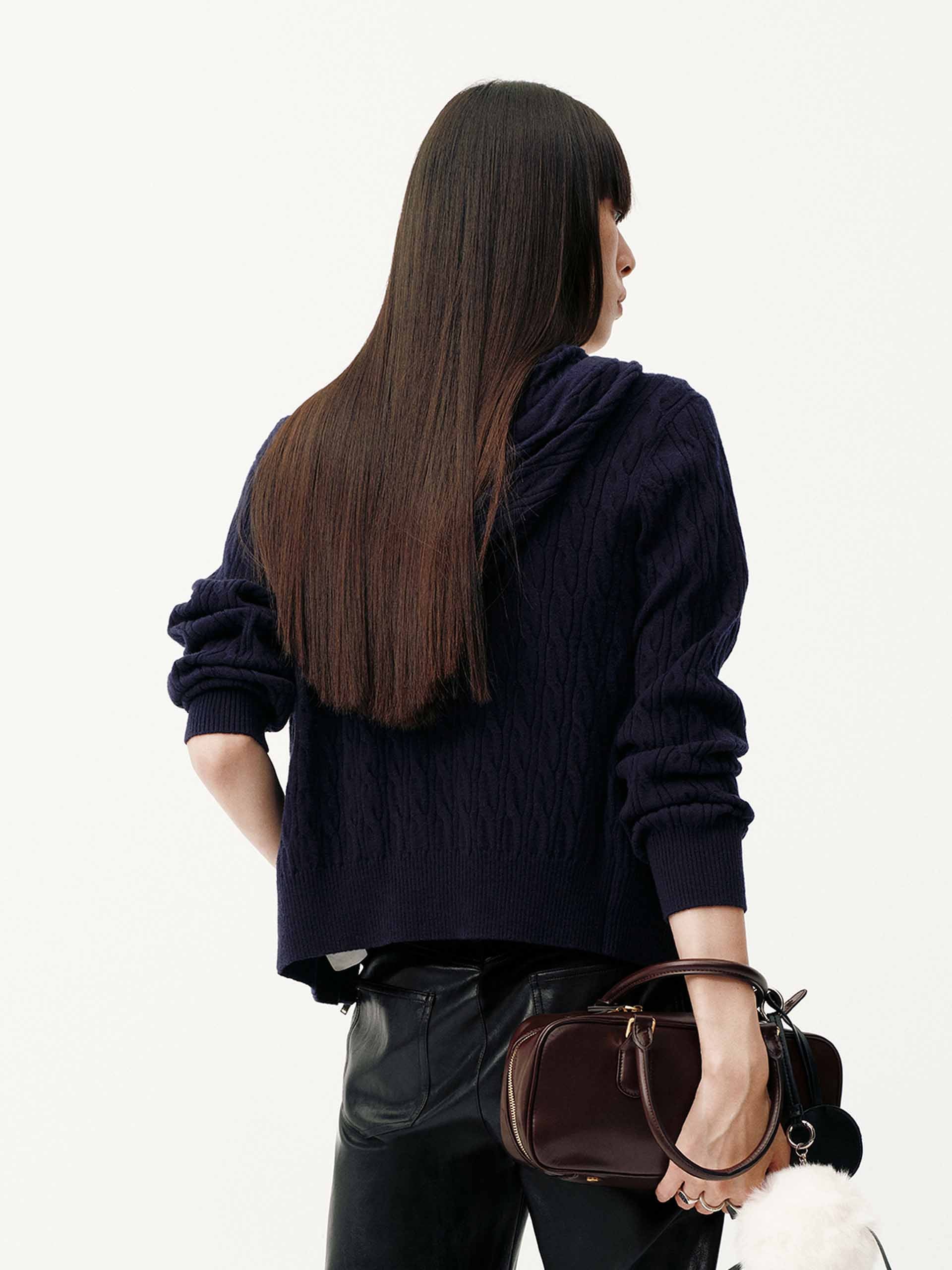 Drawstring Hooded Zipper Cardigan