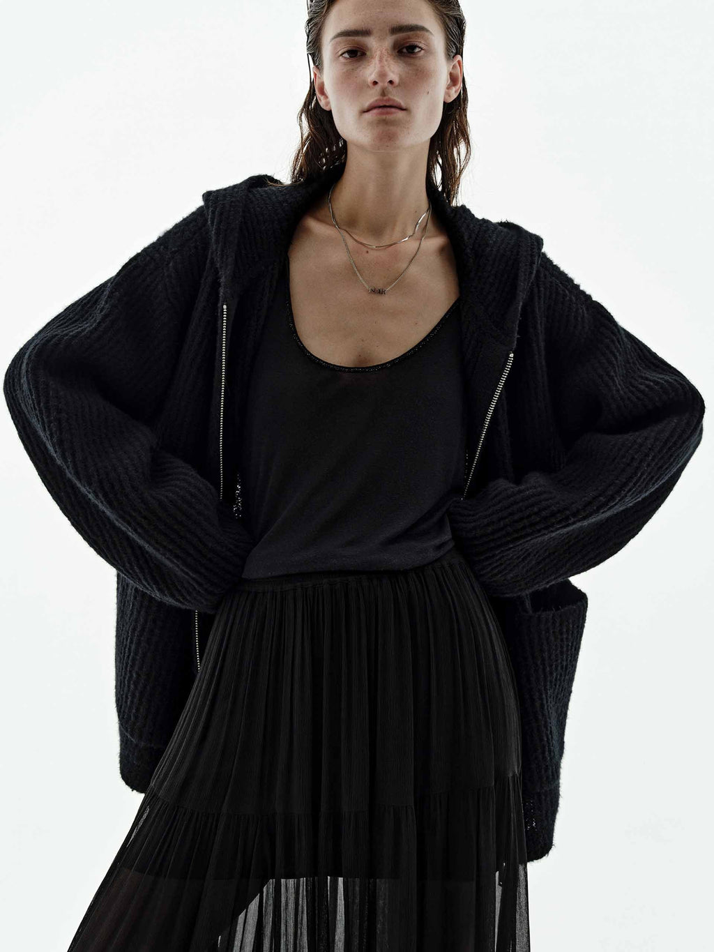 Hooded Zipper Cardigan