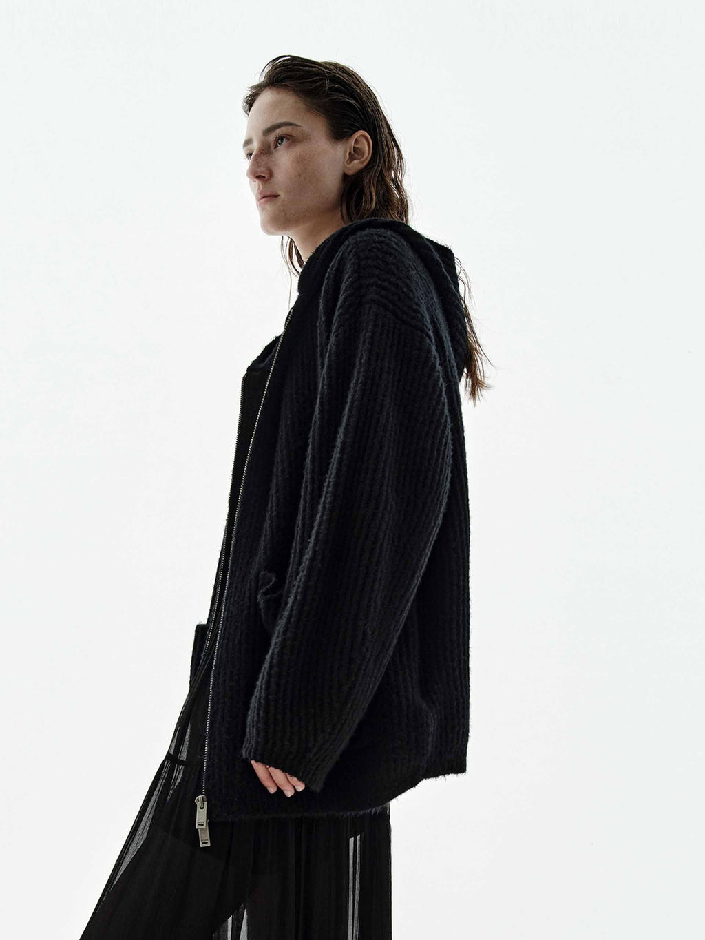 Hooded Zipper Cardigan