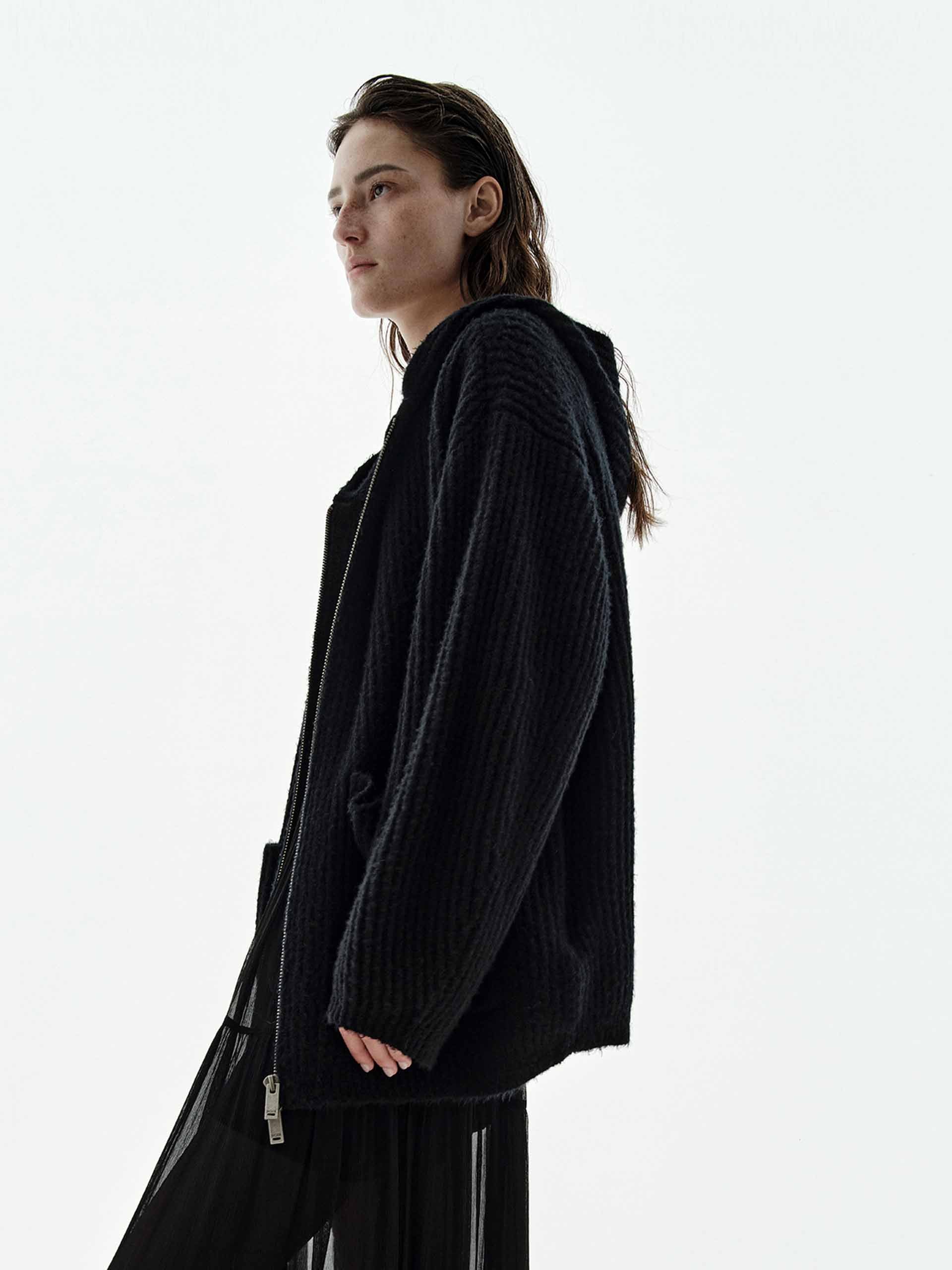 Hooded Zipper Cardigan