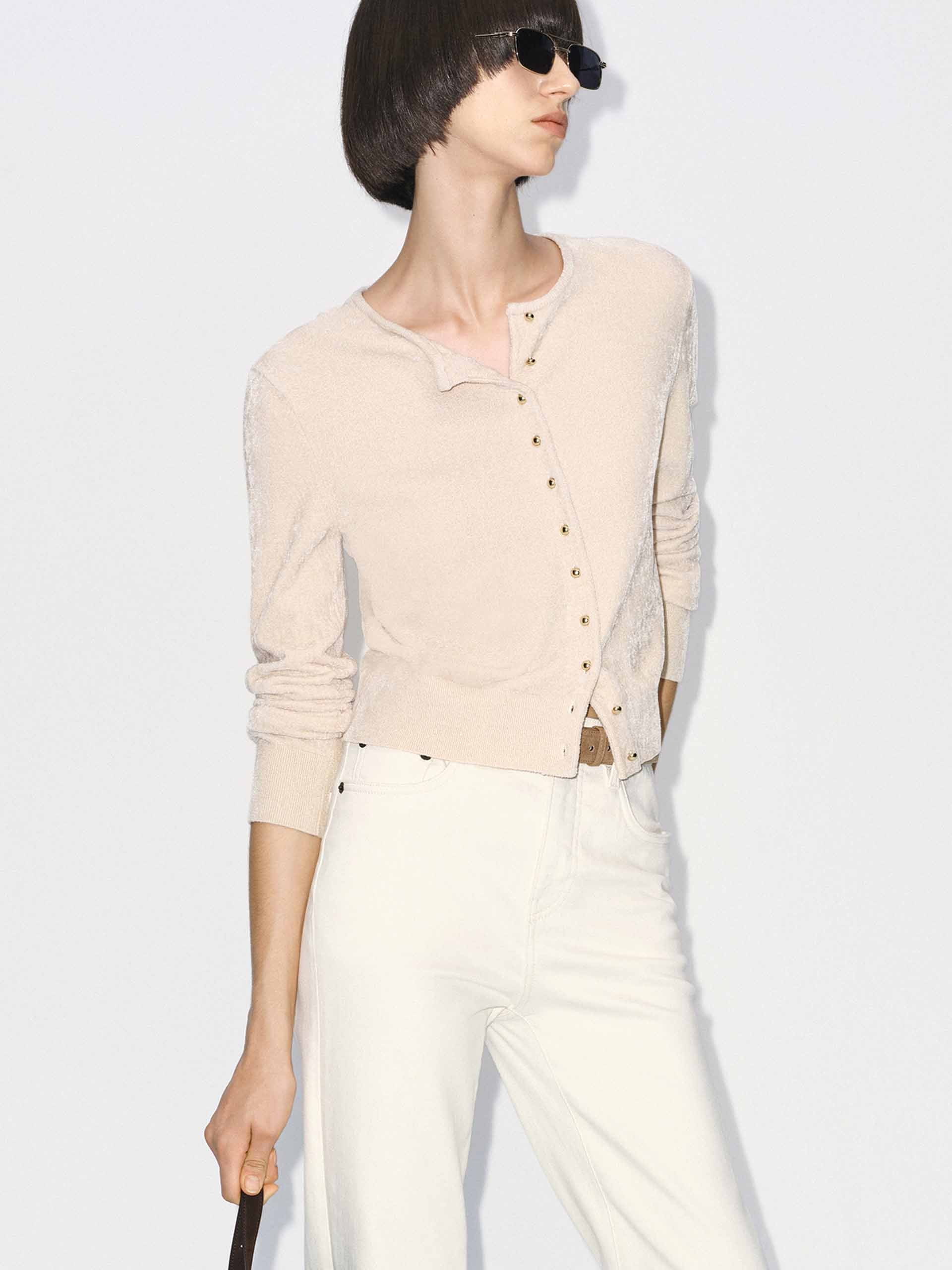 Metal Button Soft Cardigan
