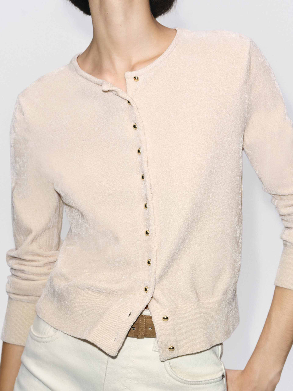 Metal Button Soft Cardigan