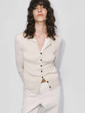 Fitted Layered Wool Cardigan