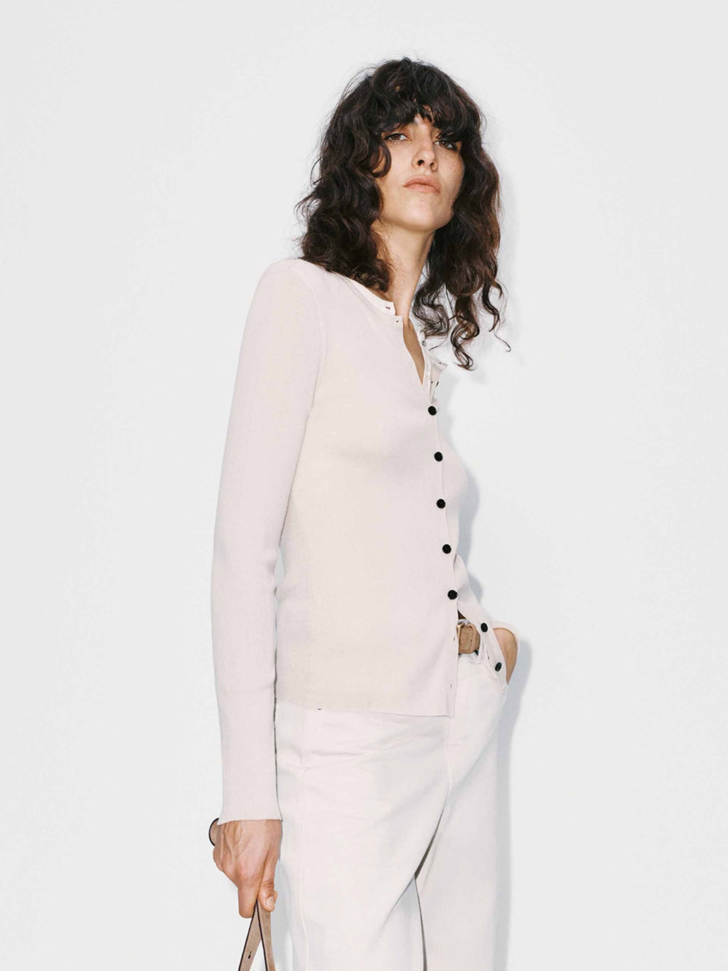 Fitted Layered Wool Cardigan