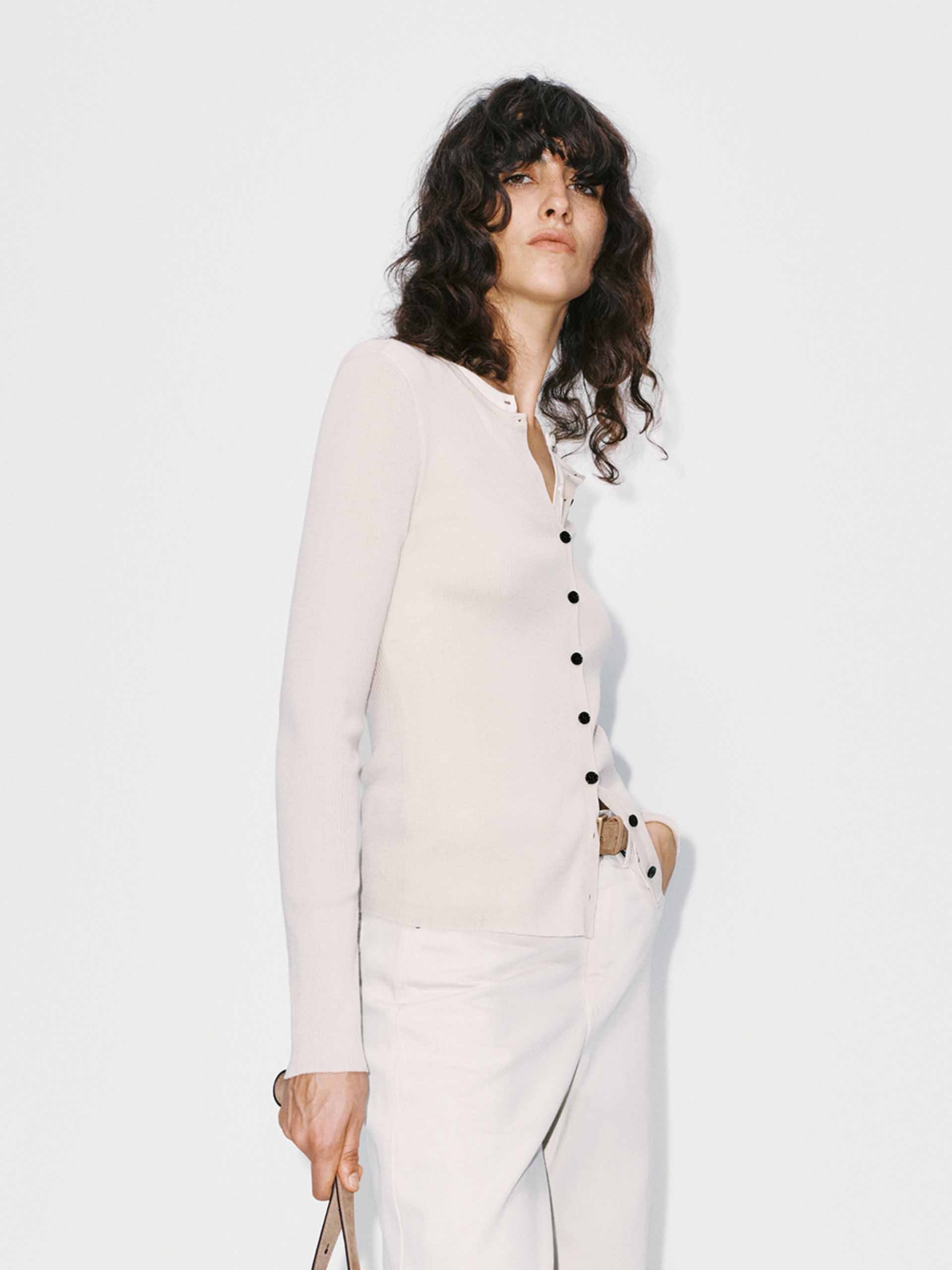 Fitted Layered Wool Cardigan