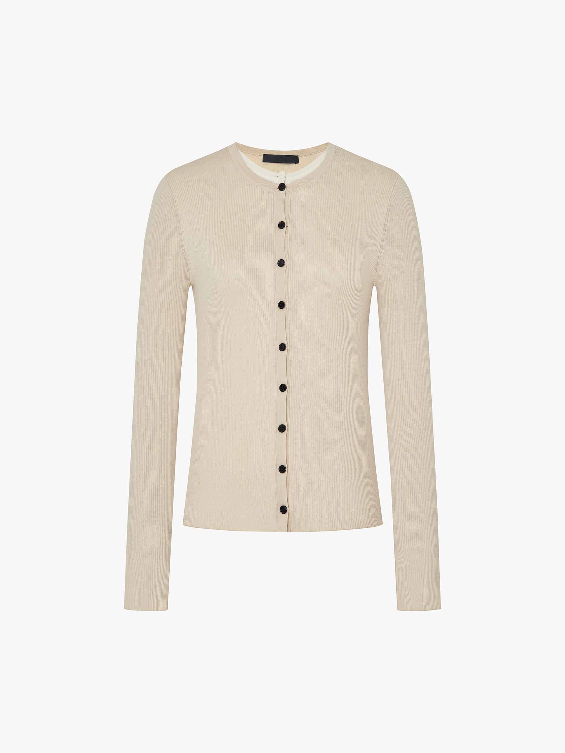 Fitted Layered Wool Cardigan