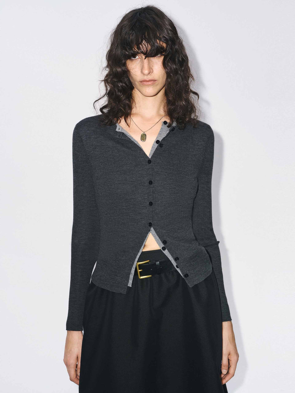 Fitted Layered Wool Cardigan