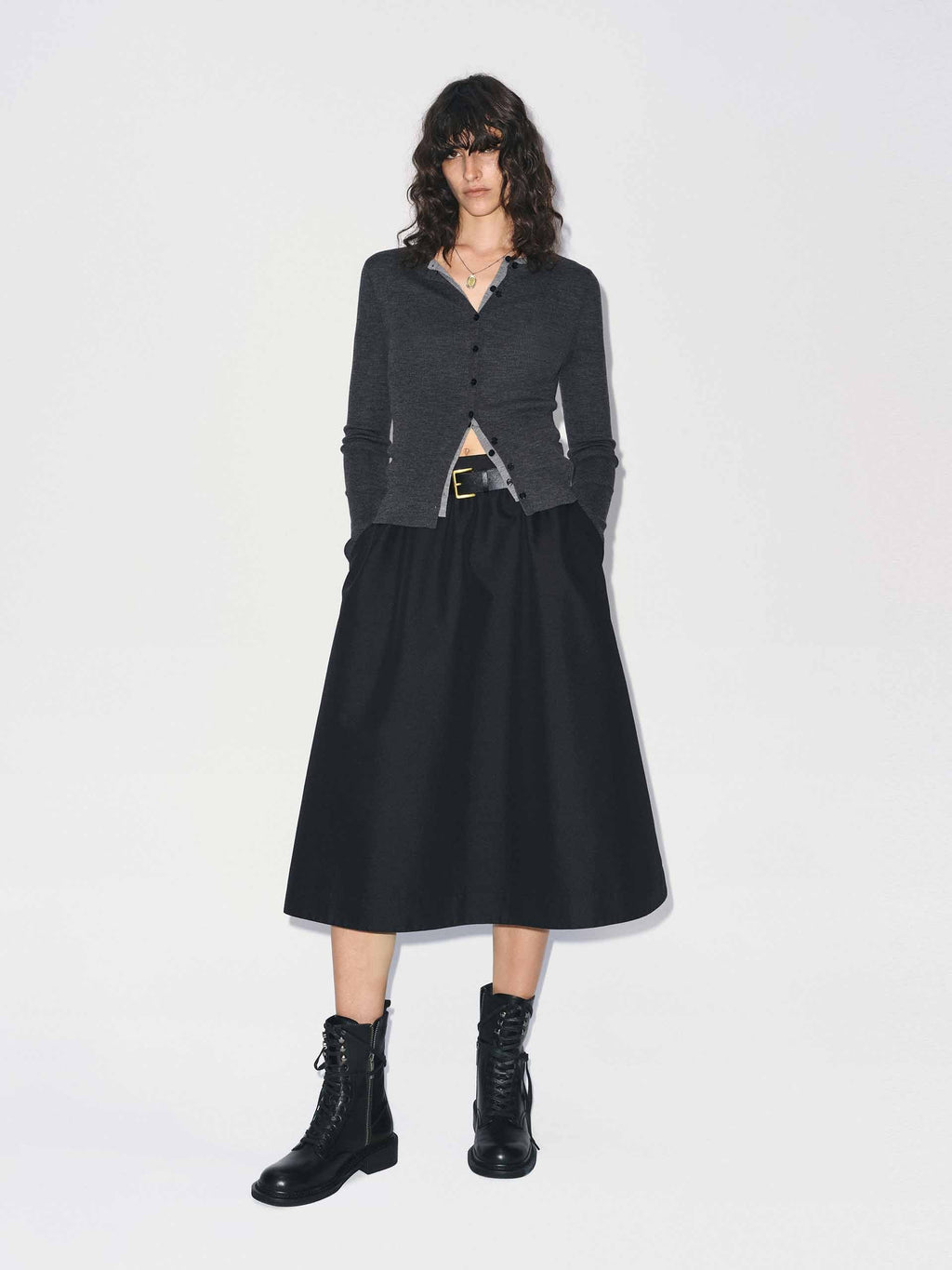Fitted Layered Wool Cardigan