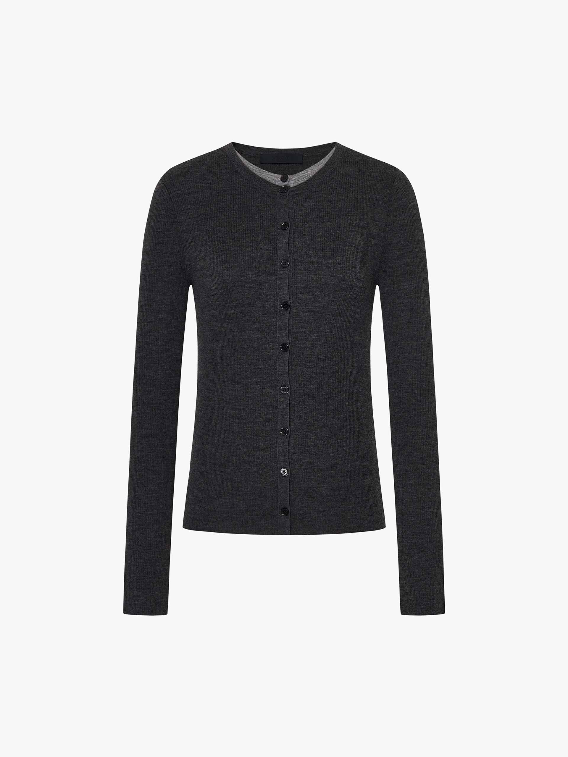 Fitted Layered Wool Cardigan