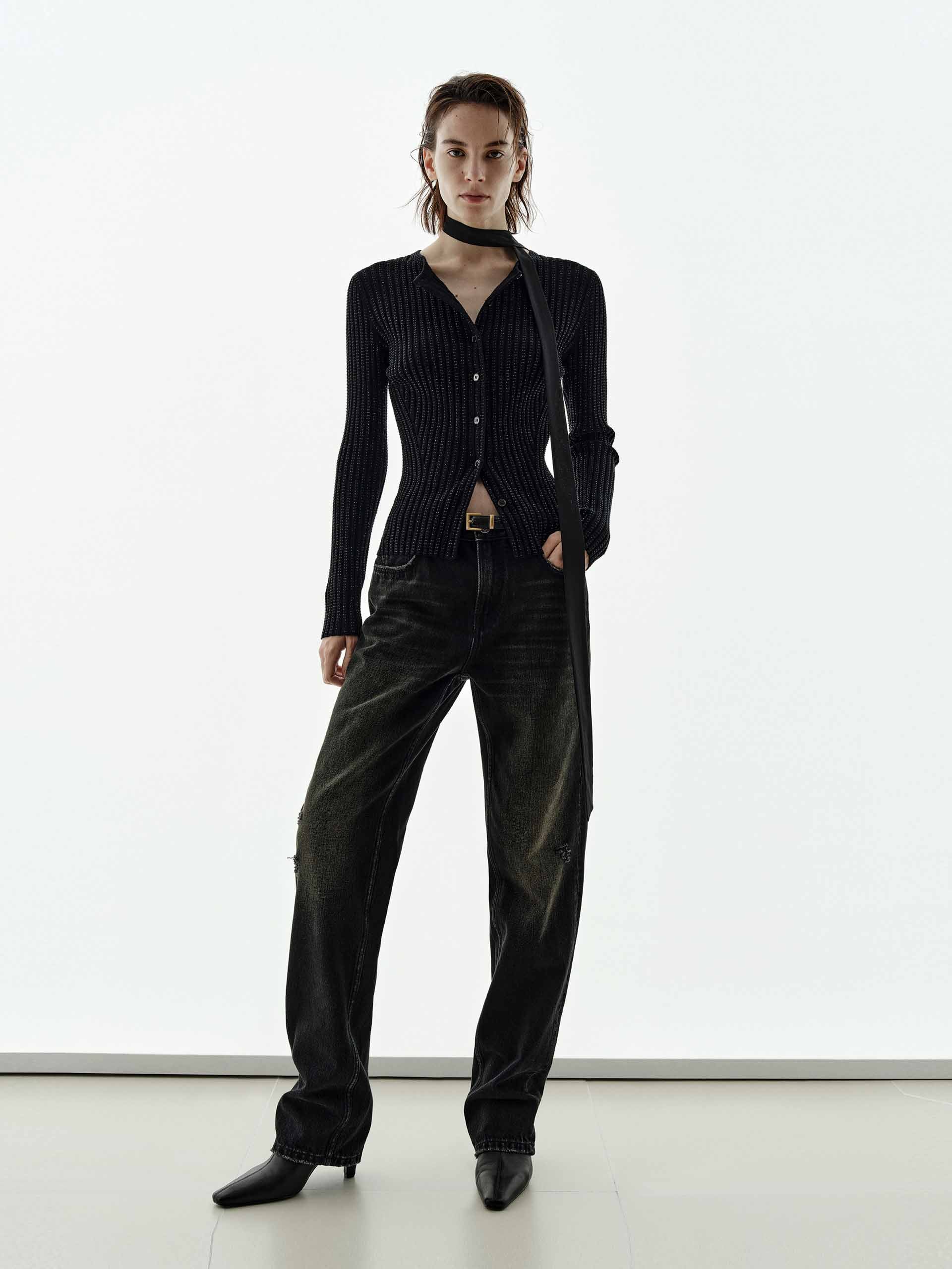 Hotfix Rhinestone Fitted Cardigan