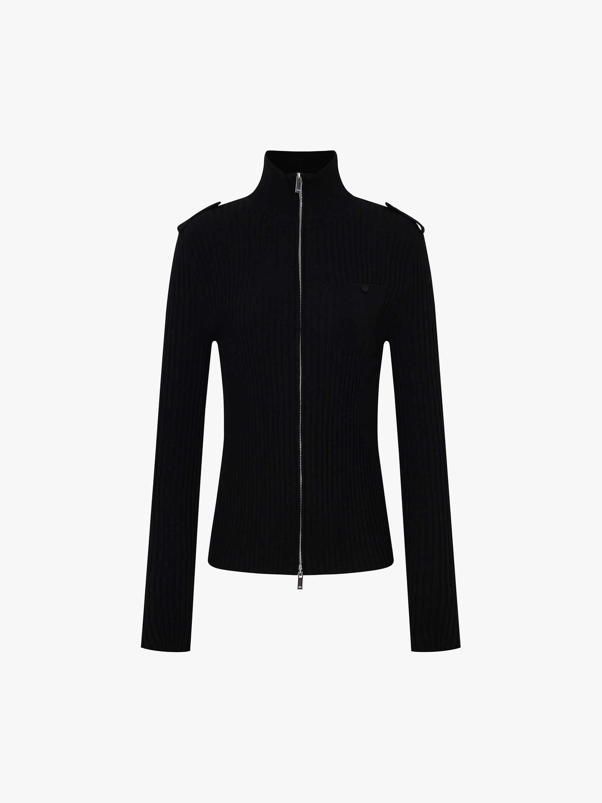 Zip Close Ribbed Cardigan