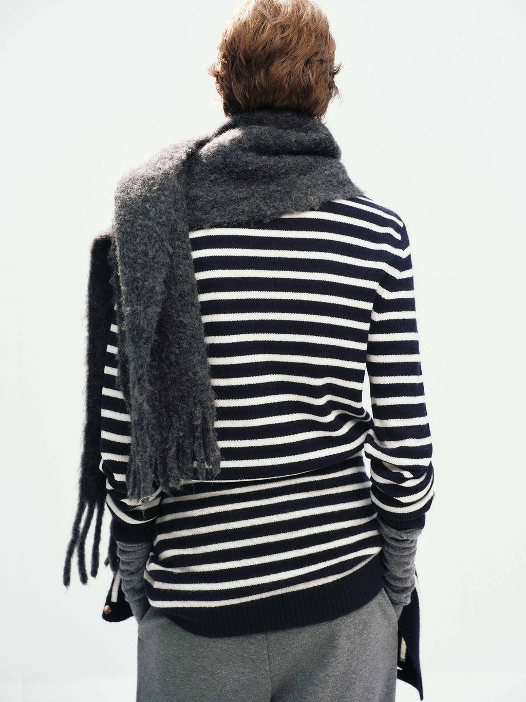 Wool Striped Knit Cardigan