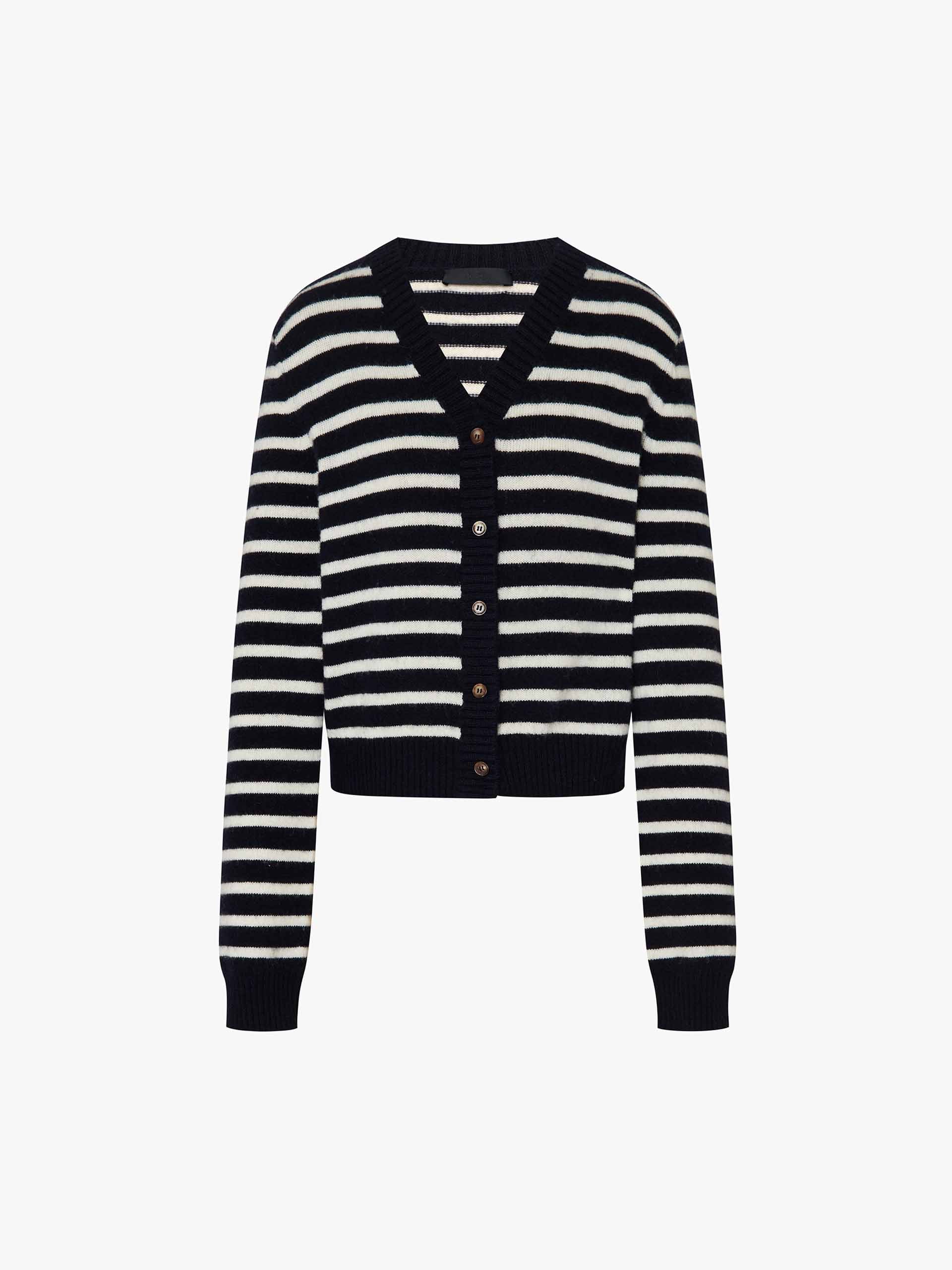 Wool Striped Knit Cardigan