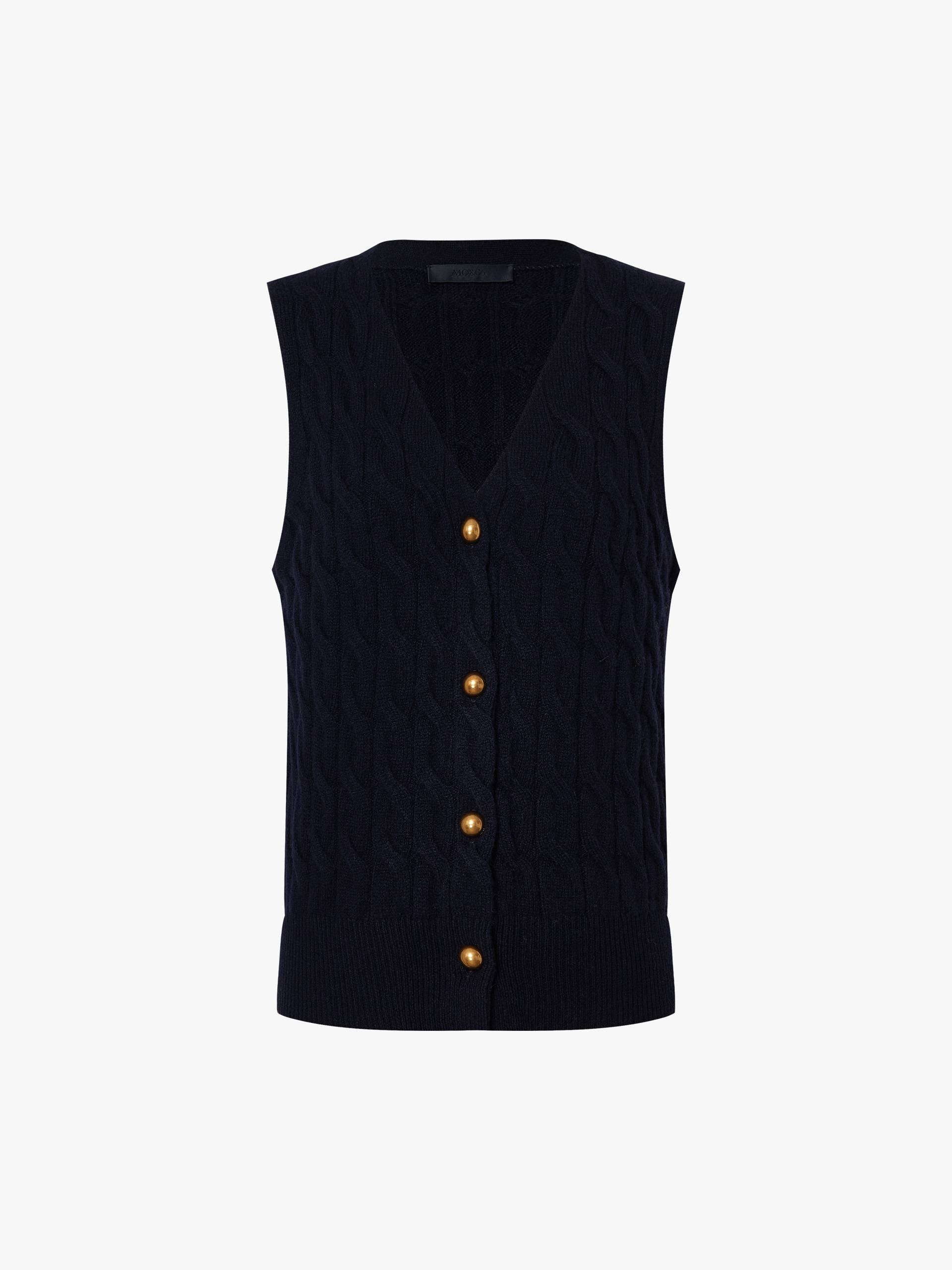 Wool Blend Sleeveless Cardigan