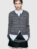 Round Neck Stripe Cardigan