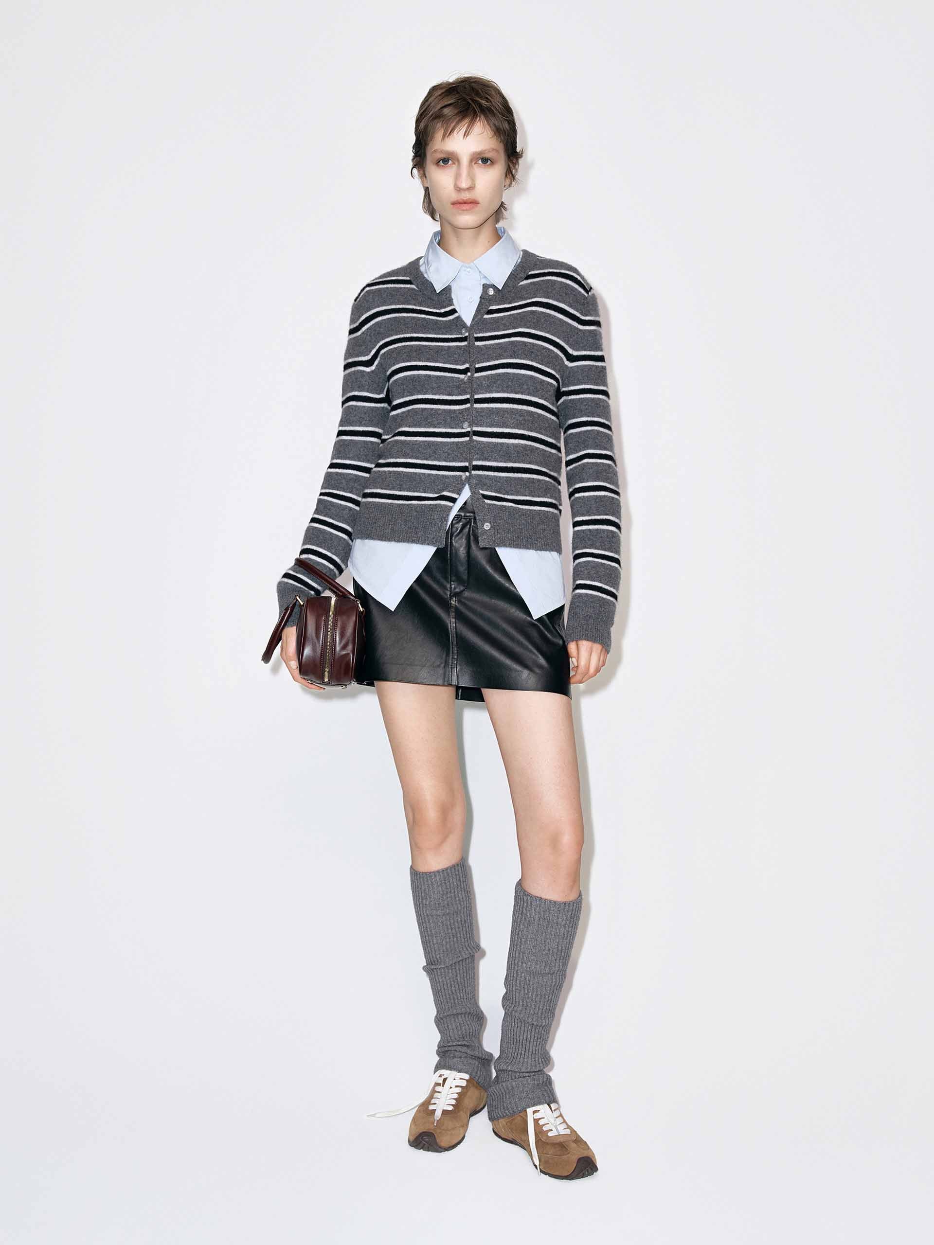 Round Neck Stripe Cardigan