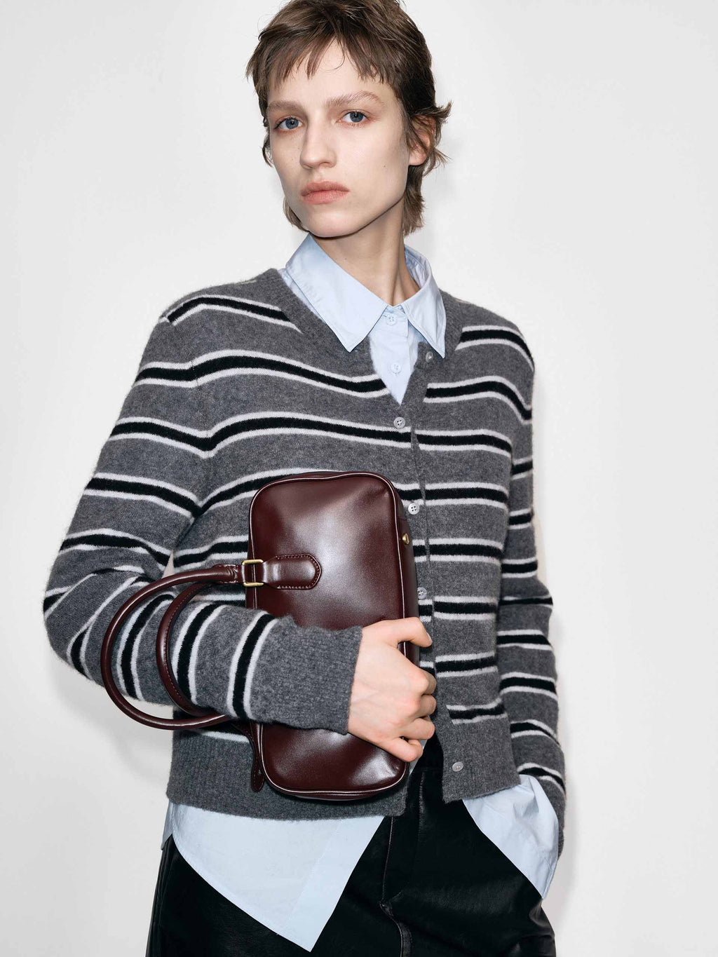 Round Neck Stripe Cardigan