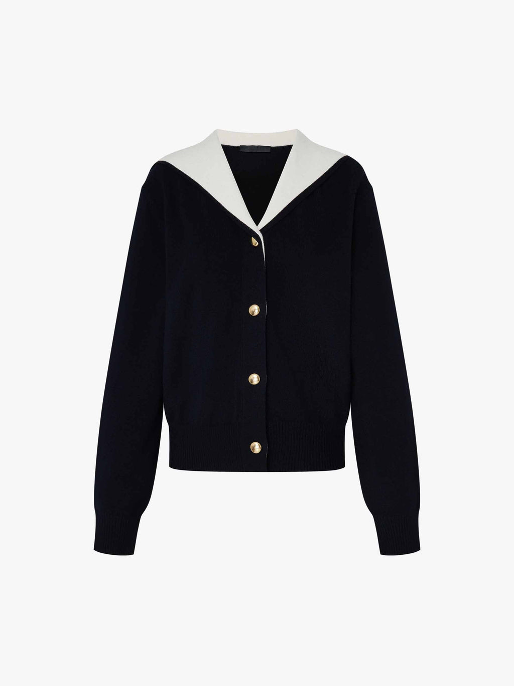 Contrast Collar Wool Cardigan