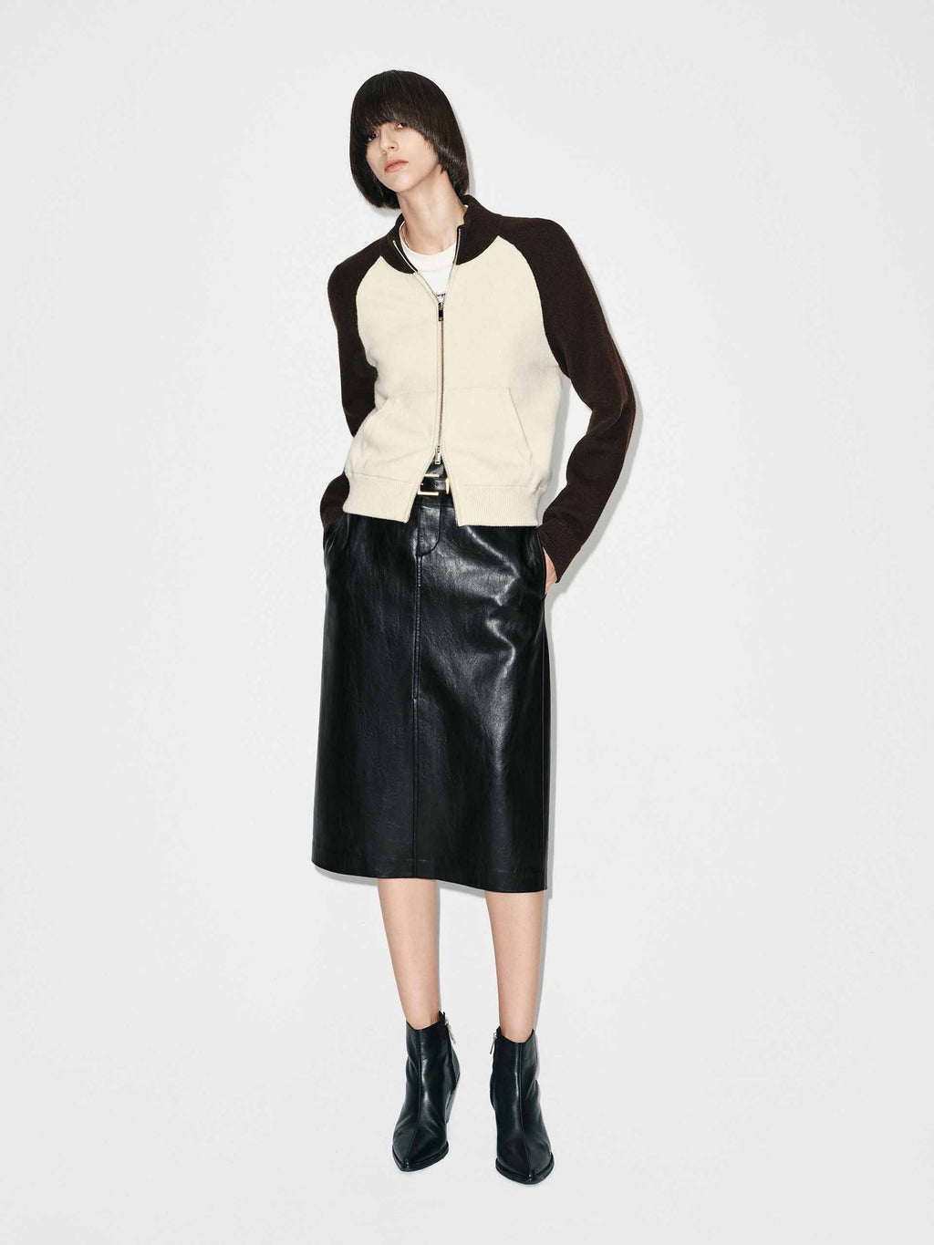 Contrast Wool Blend Cardigan