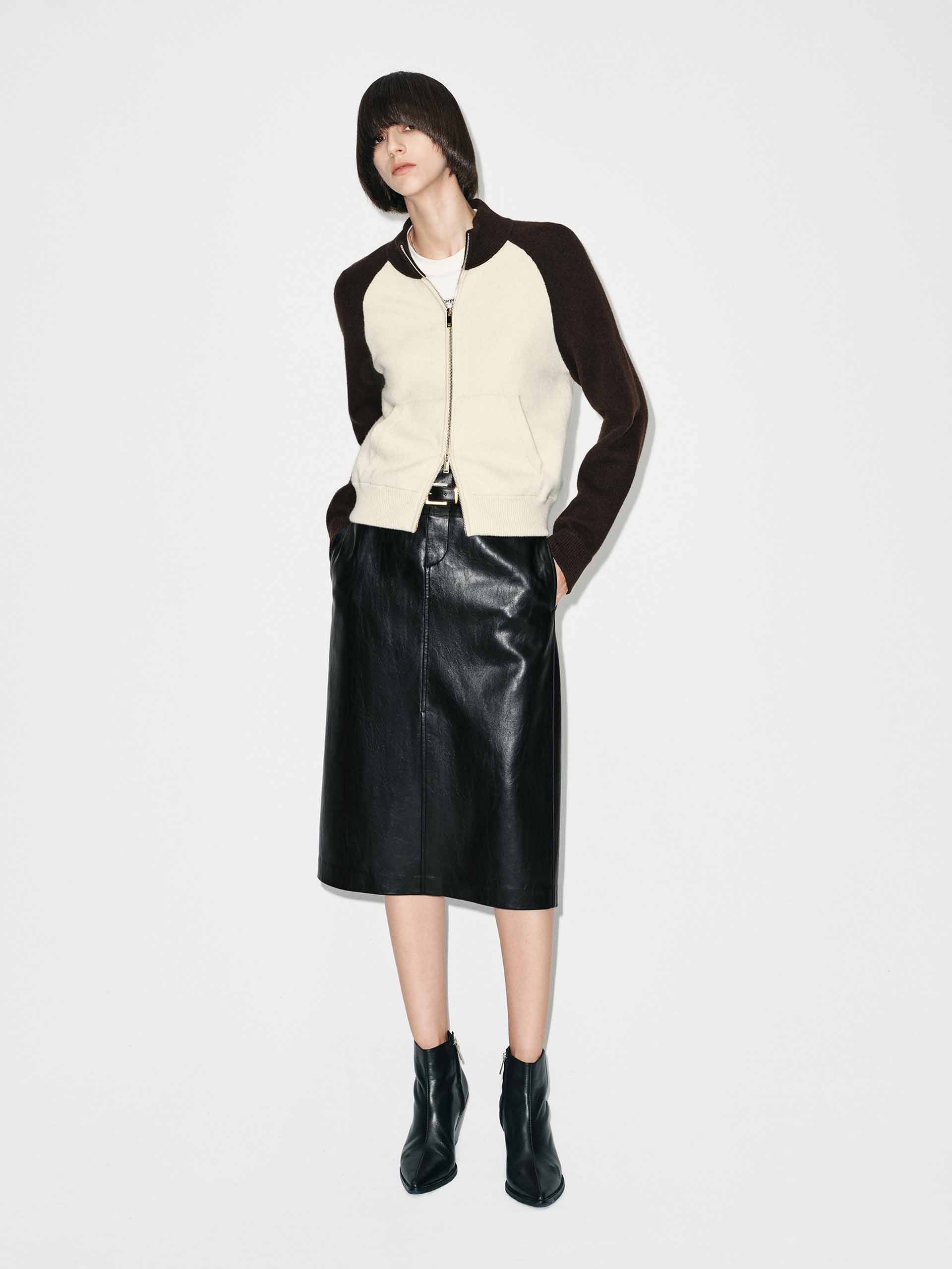 Contrast Wool Blend Cardigan