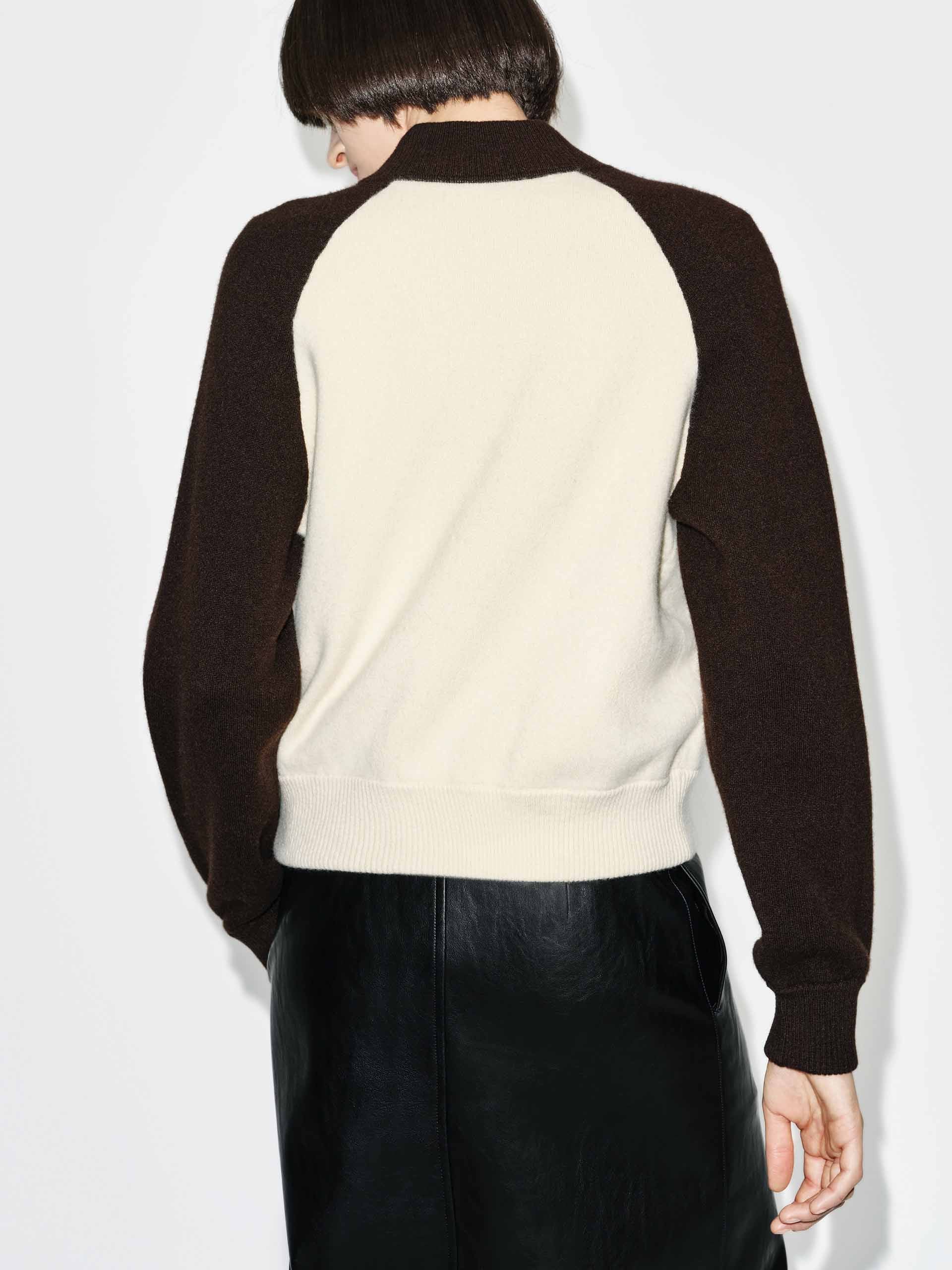 Contrast Wool Blend Cardigan