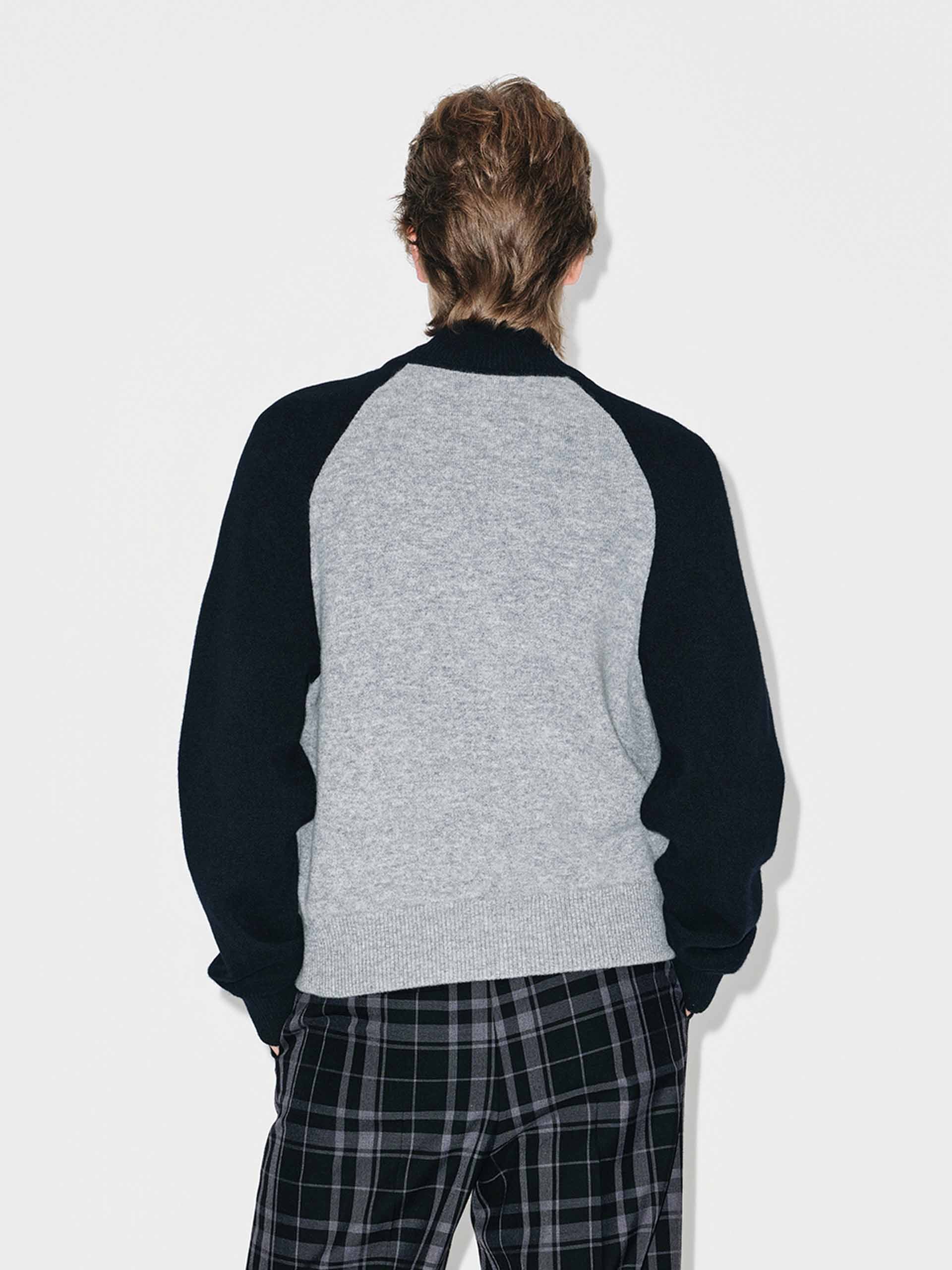 Contrast Wool Blend Cardigan