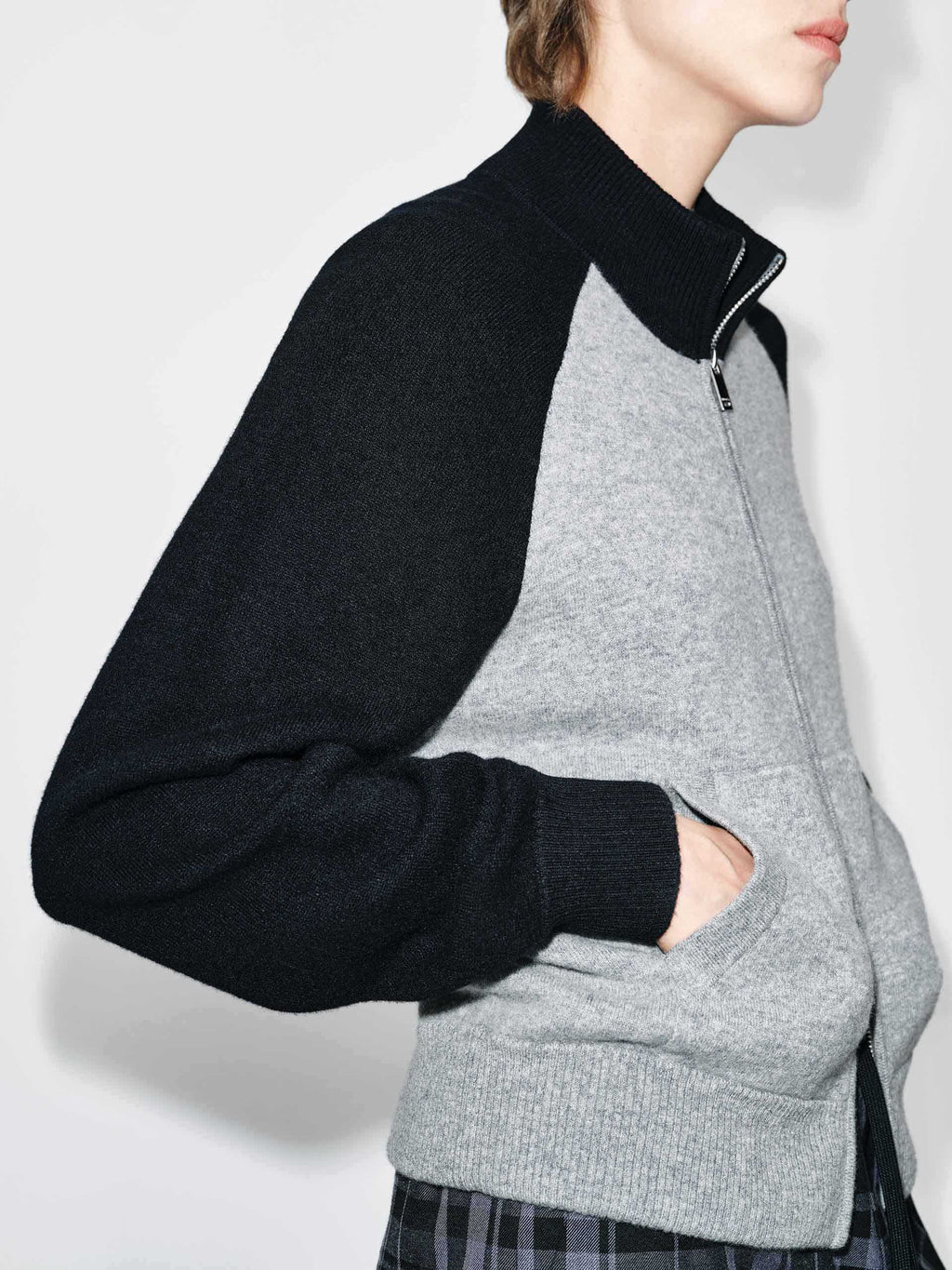 Contrast Wool Blend Cardigan