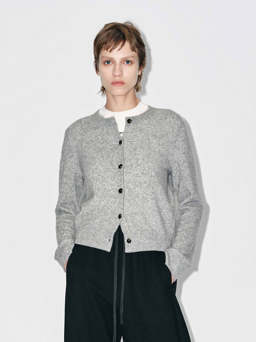 Cropped Round Neck Cardigan
