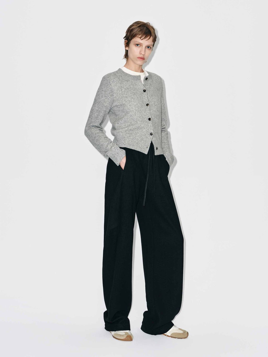 Cropped Round Neck Cardigan