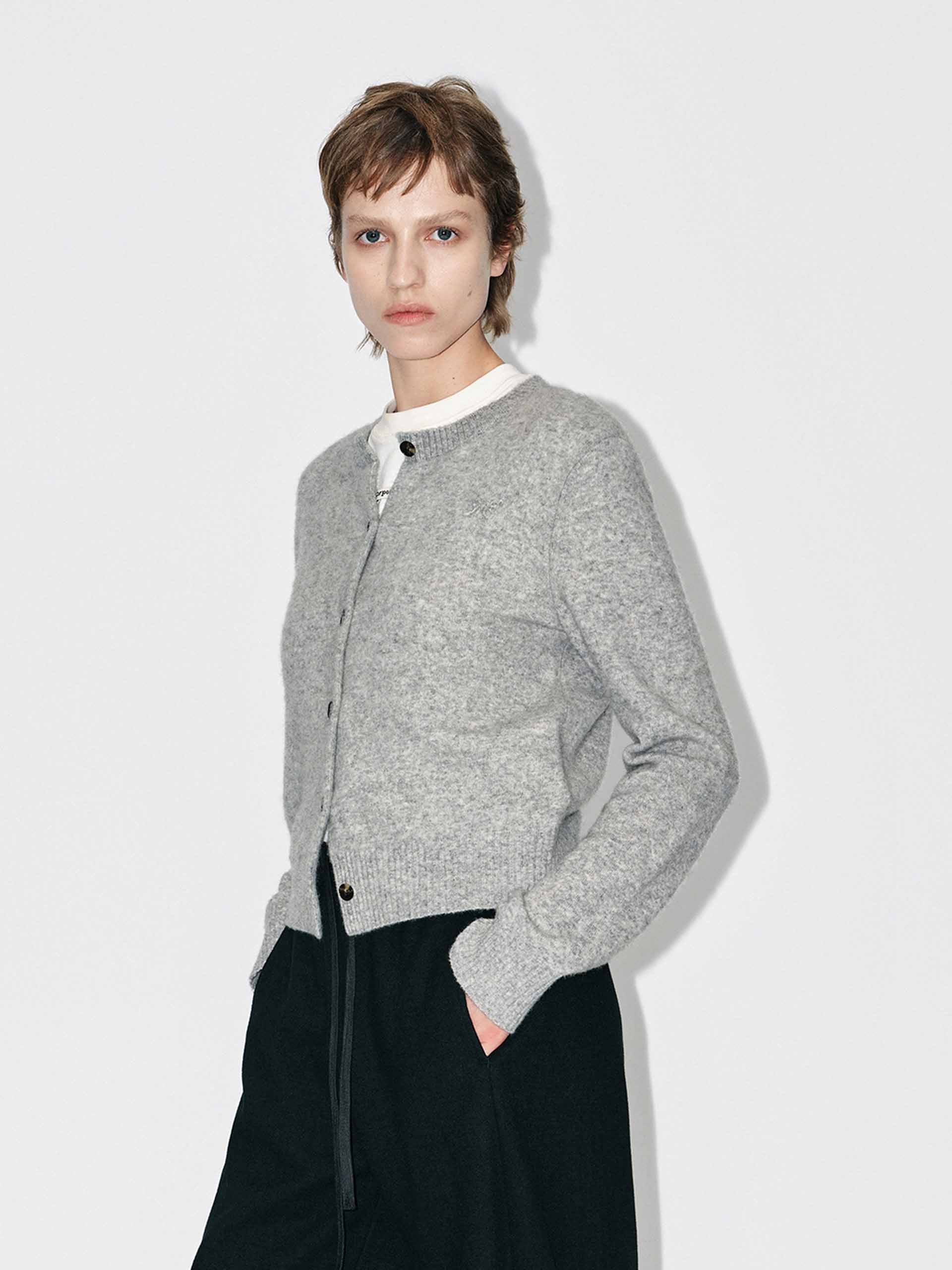 Cropped Round Neck Cardigan