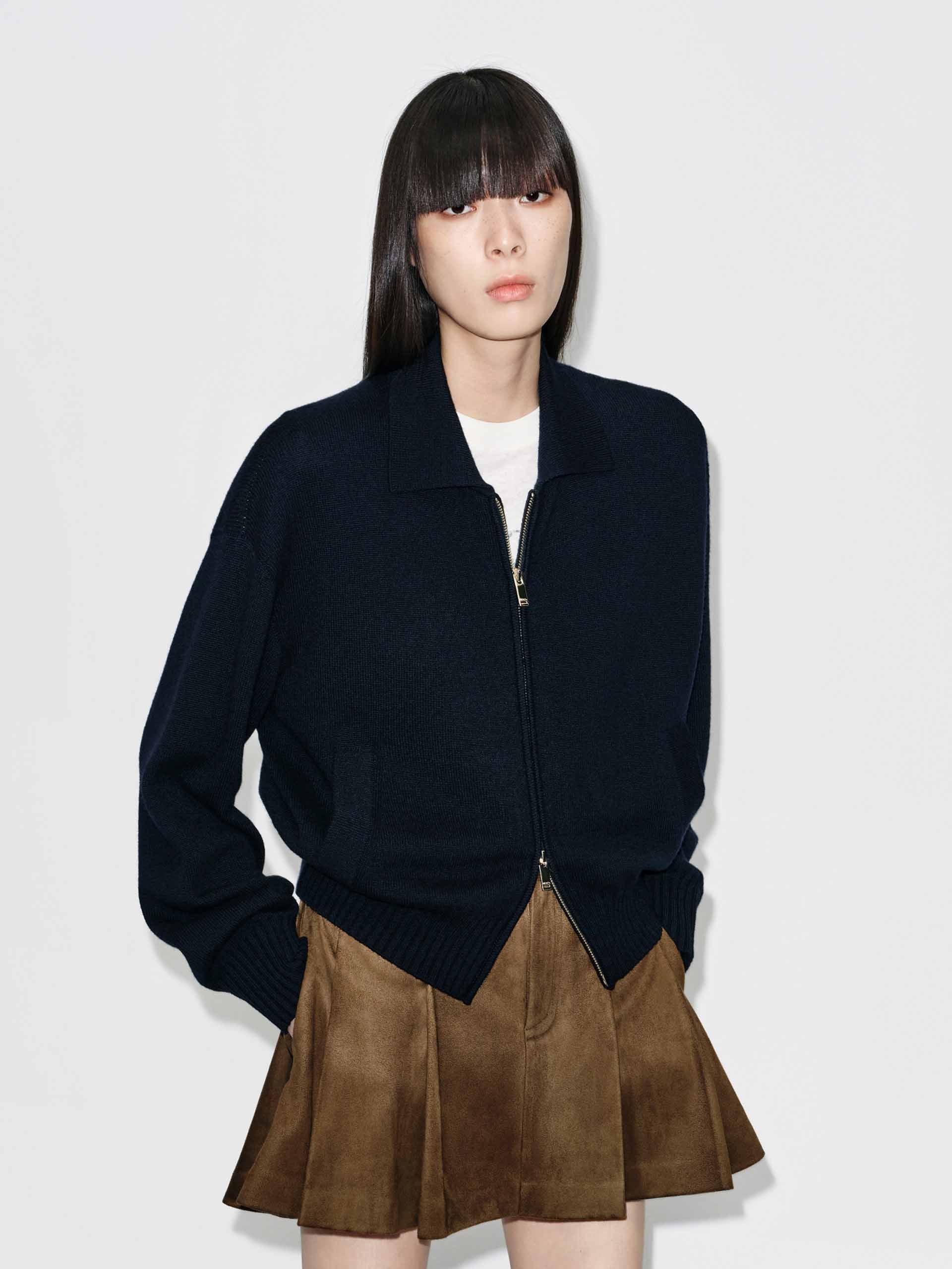 Two-way Zipper Wool Cardigan