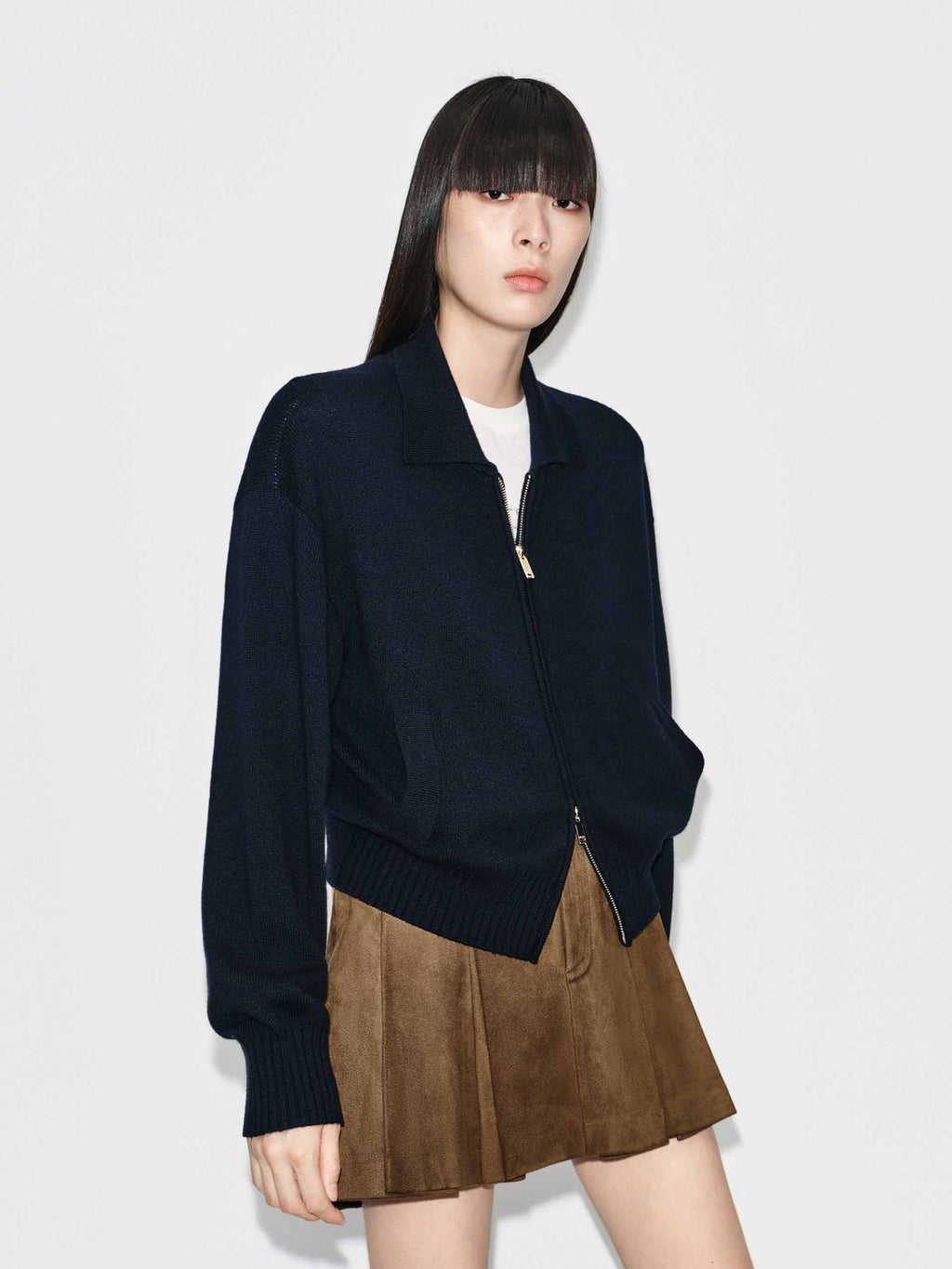 Two-way Zipper Wool Cardigan