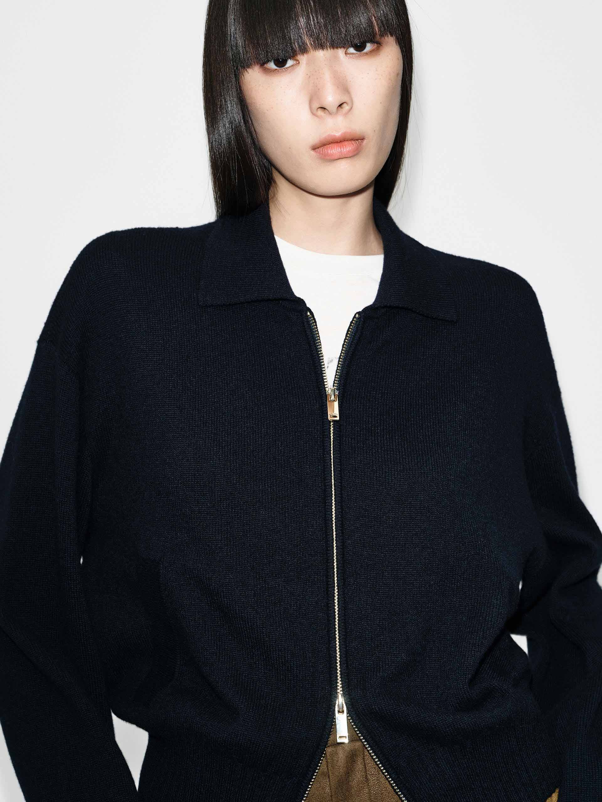 Two-way Zipper Wool Cardigan