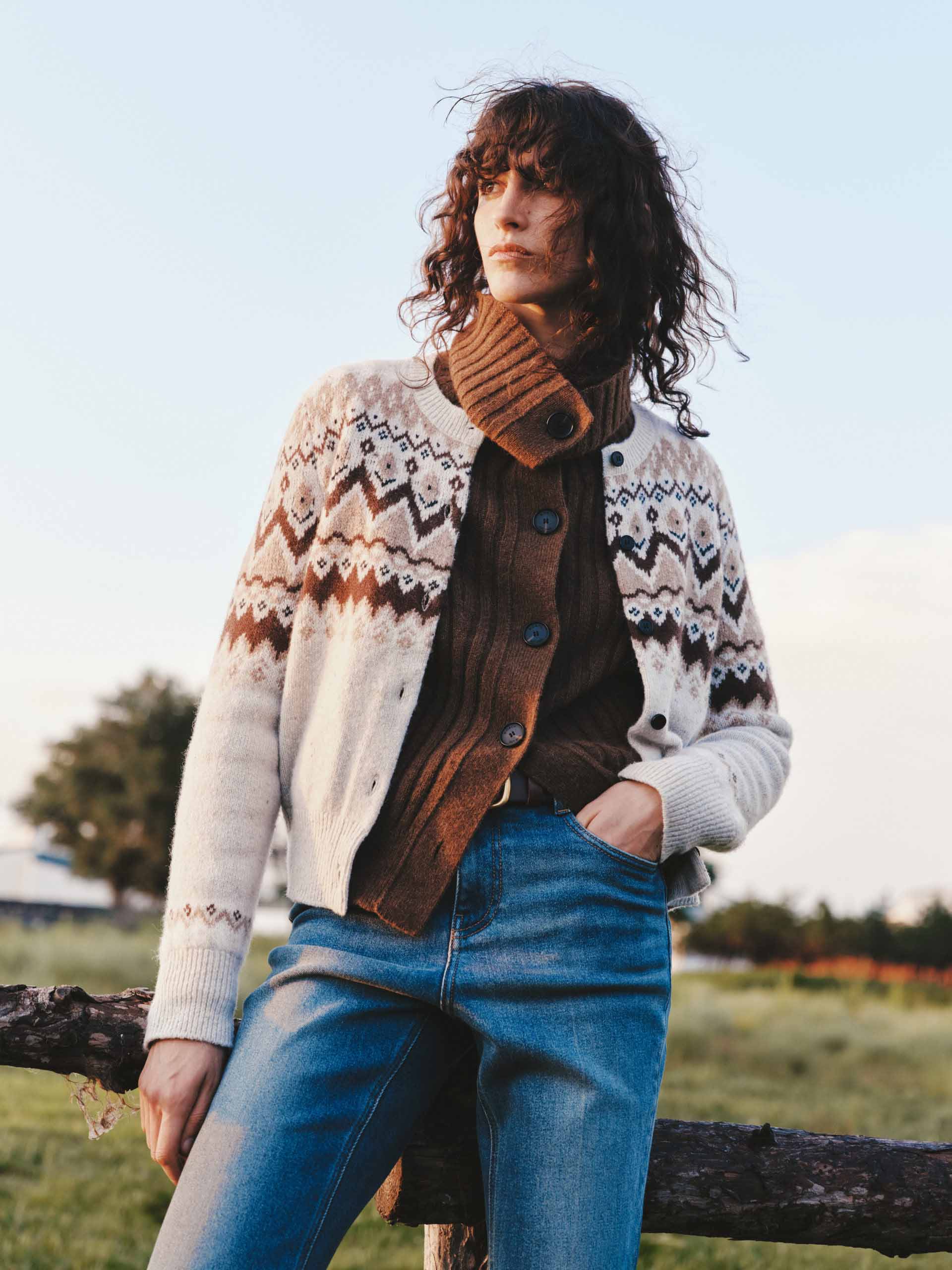 Wool Blend Fair Isle Cardigan