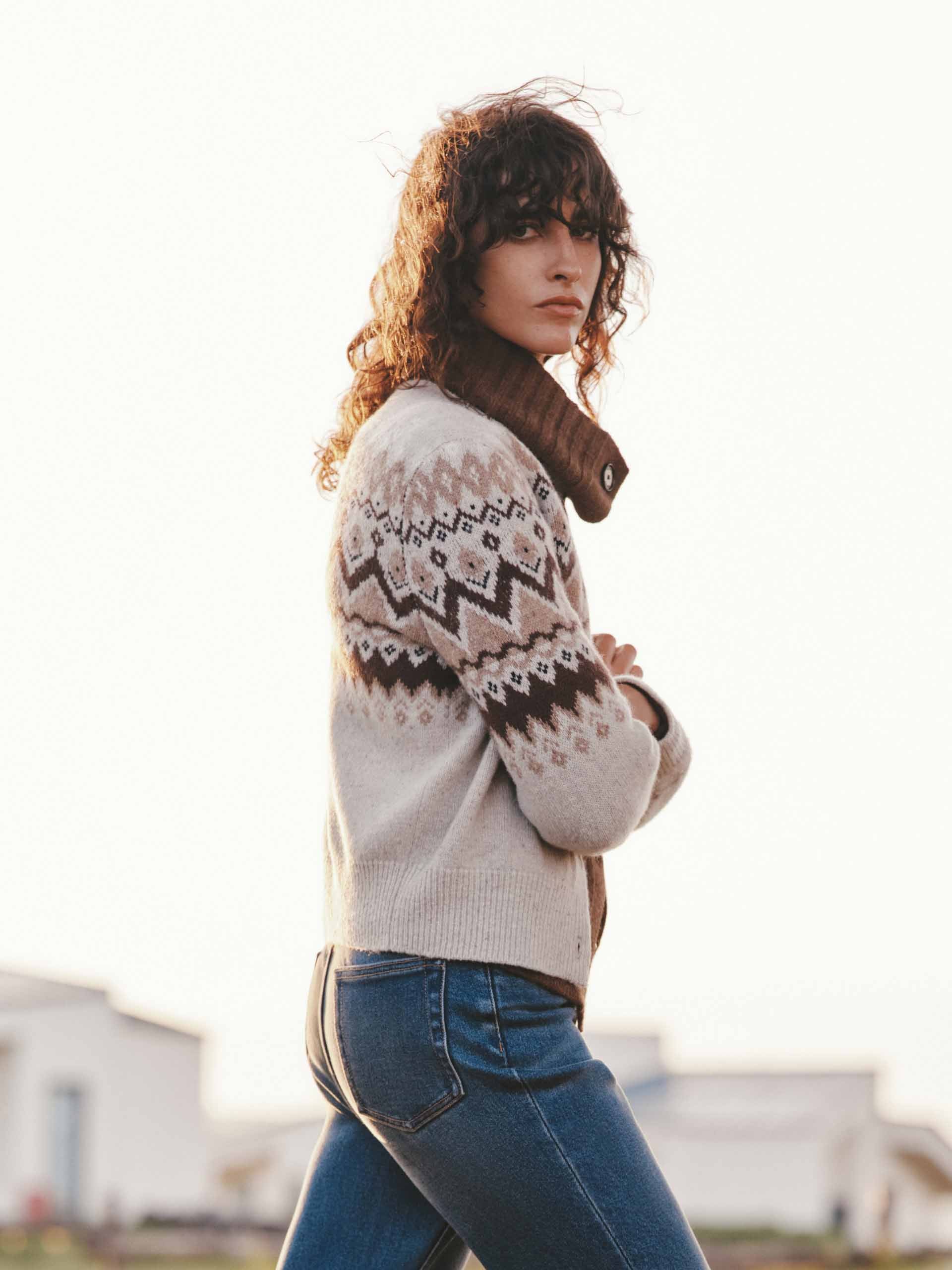 Wool Blend Fair Isle Cardigan